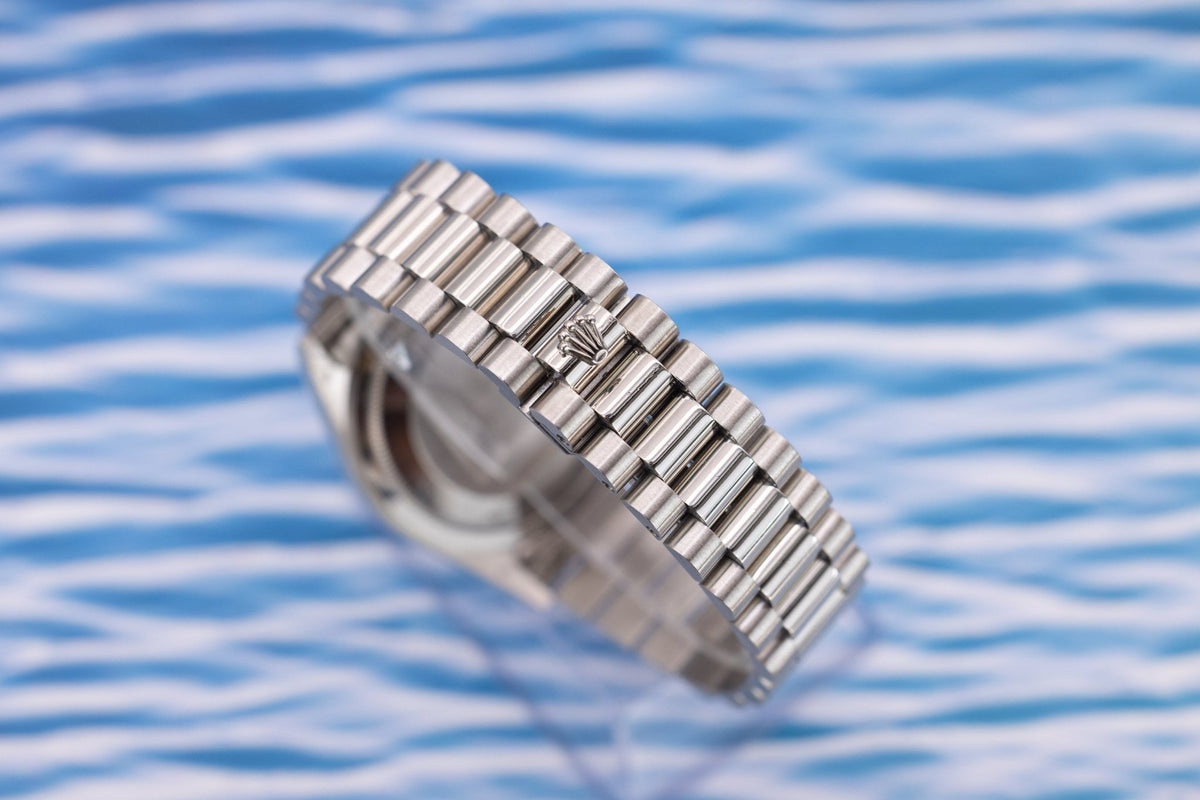 1989 Rolex Day-Date Ref. 18239 | Silver Dial | 18K White Gold | Box and Papers - Sierra Time Co