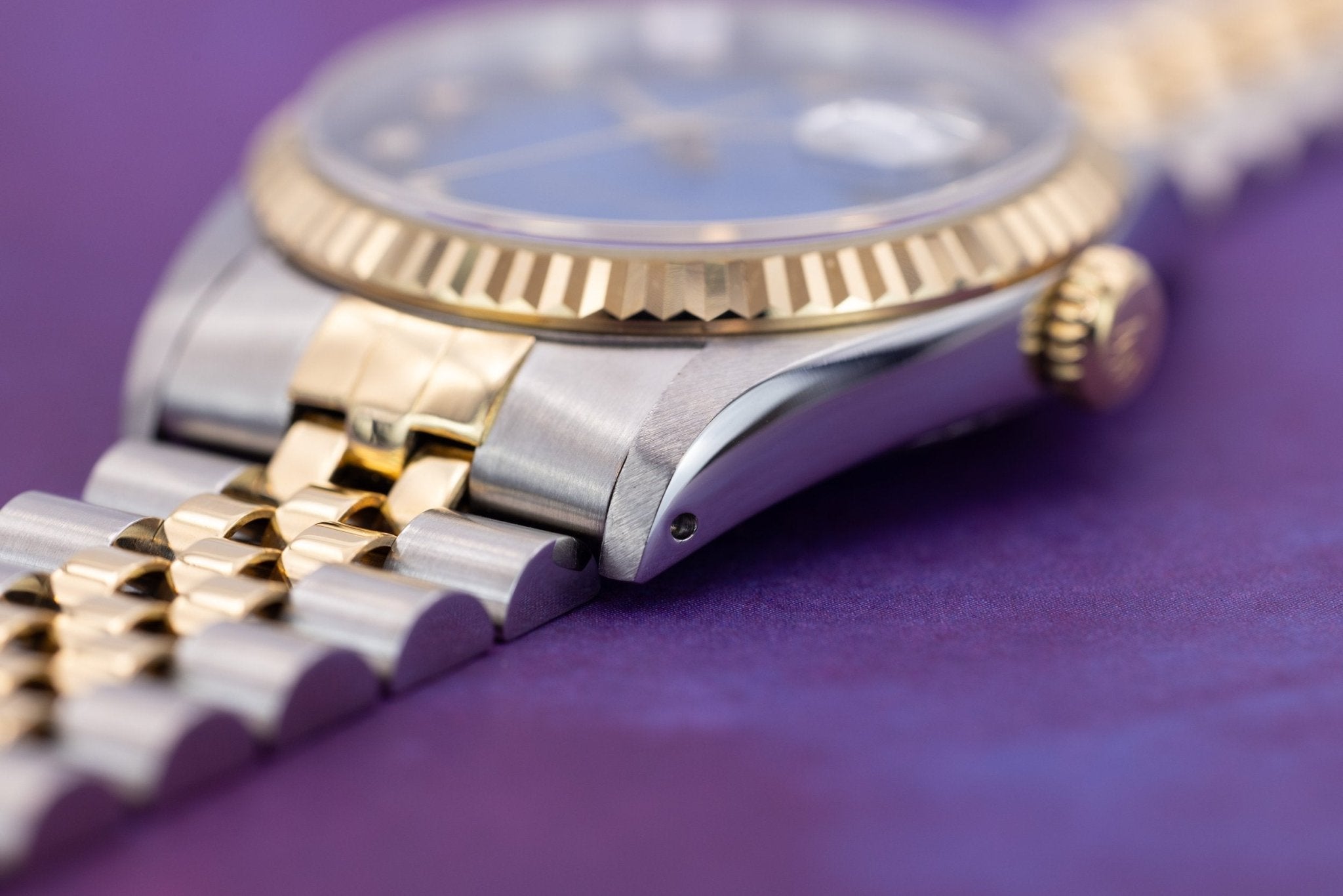 1990 Rolex Datejust Ref. 16233G | Blue Vignette Diamond Dial - Sierra Time Co