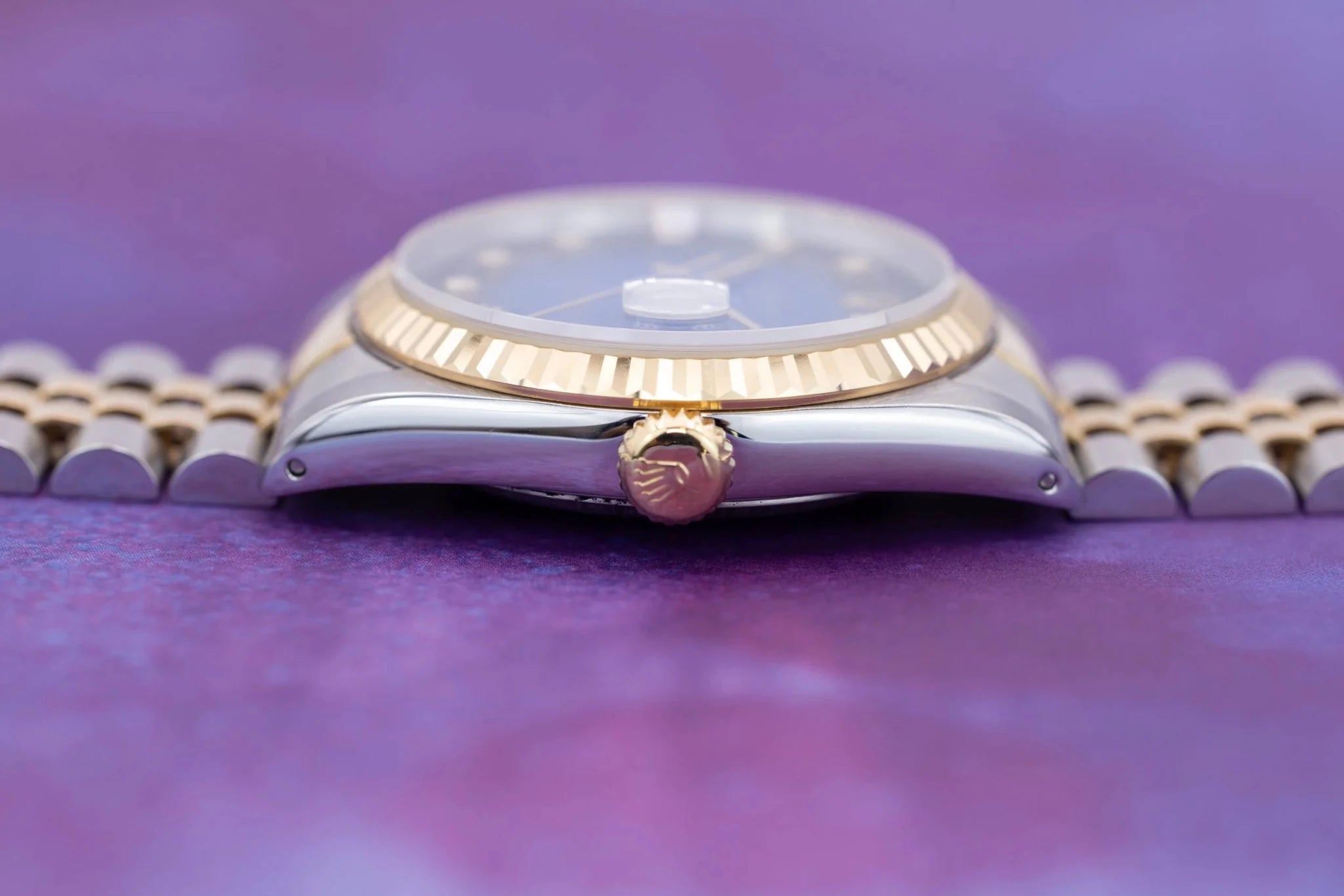 1990 Rolex Datejust Ref. 16233G | Blue Vignette Diamond Dial - Sierra Time Co