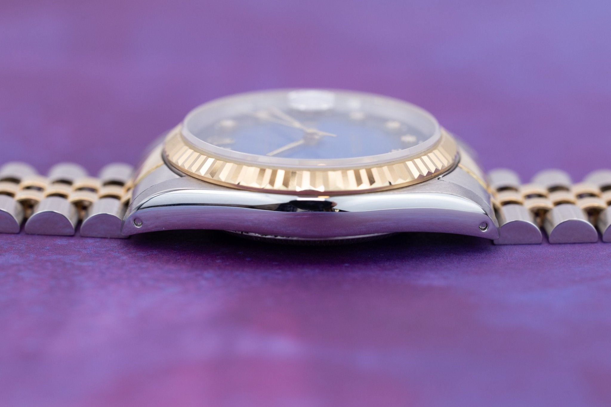 1990 Rolex Datejust Ref. 16233G | Blue Vignette Diamond Dial - Sierra Time Co