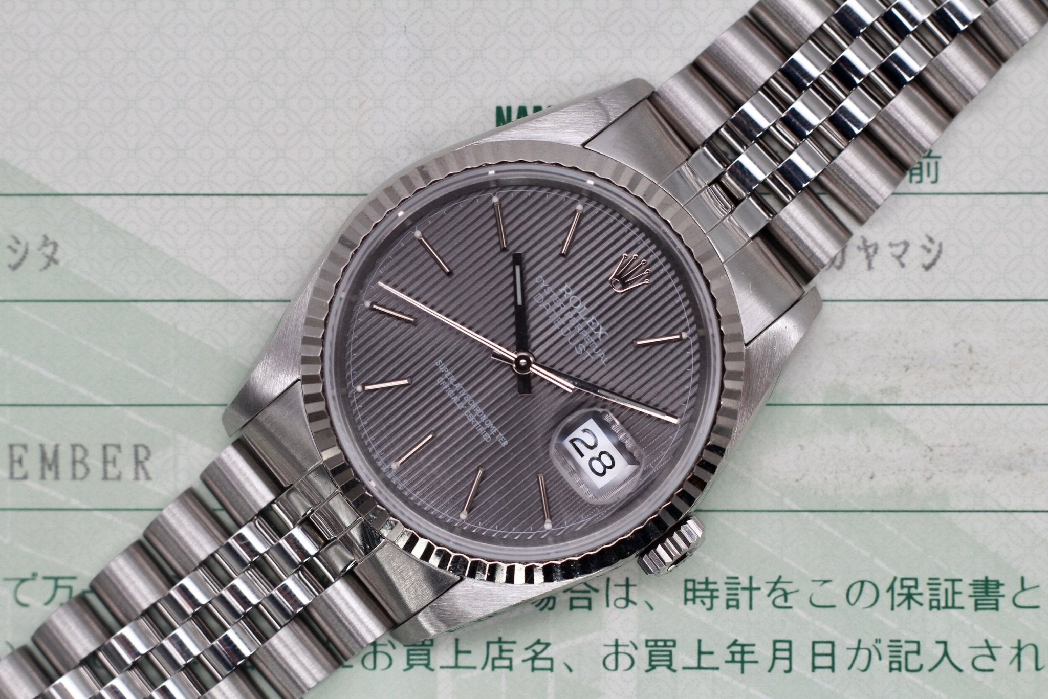 1990 Rolex Datejust Ref. 16234 Gray Tapestry Dial | Box, Papers, IRSC - Sierra Time Co