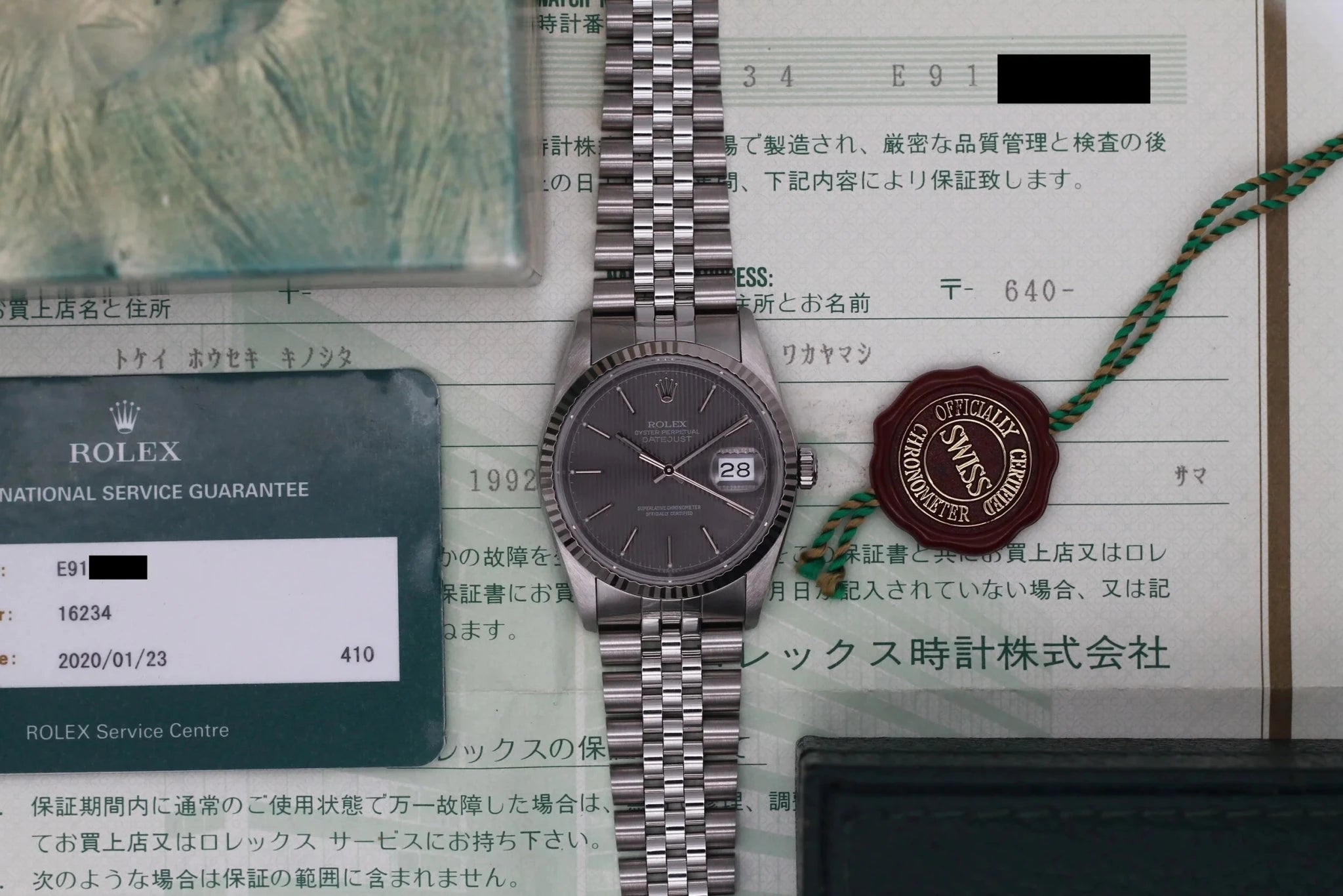 1990 Rolex Datejust Ref. 16234 Gray Tapestry Dial | Box, Papers, IRSC - Sierra Time Co
