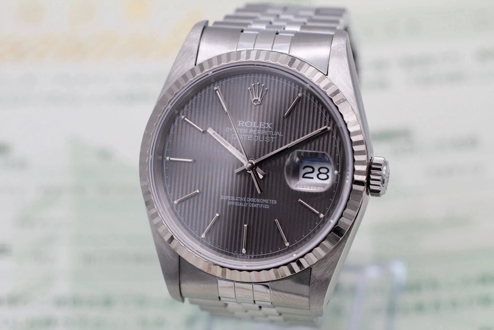1990 Rolex Datejust Ref. 16234 Gray Tapestry Dial | Box, Papers, IRSC - Sierra Time Co
