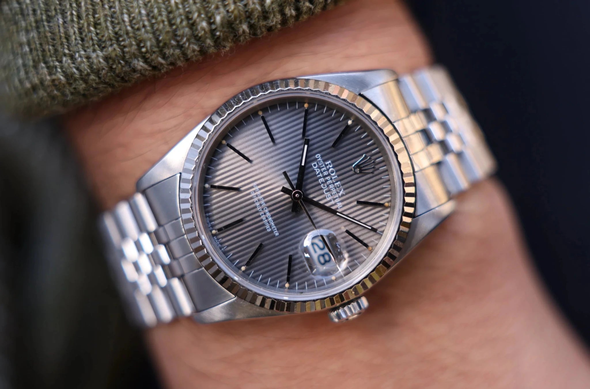 1990 Rolex Datejust Ref. 16234 | Grey Tapestry Dial - Sierra Time Co