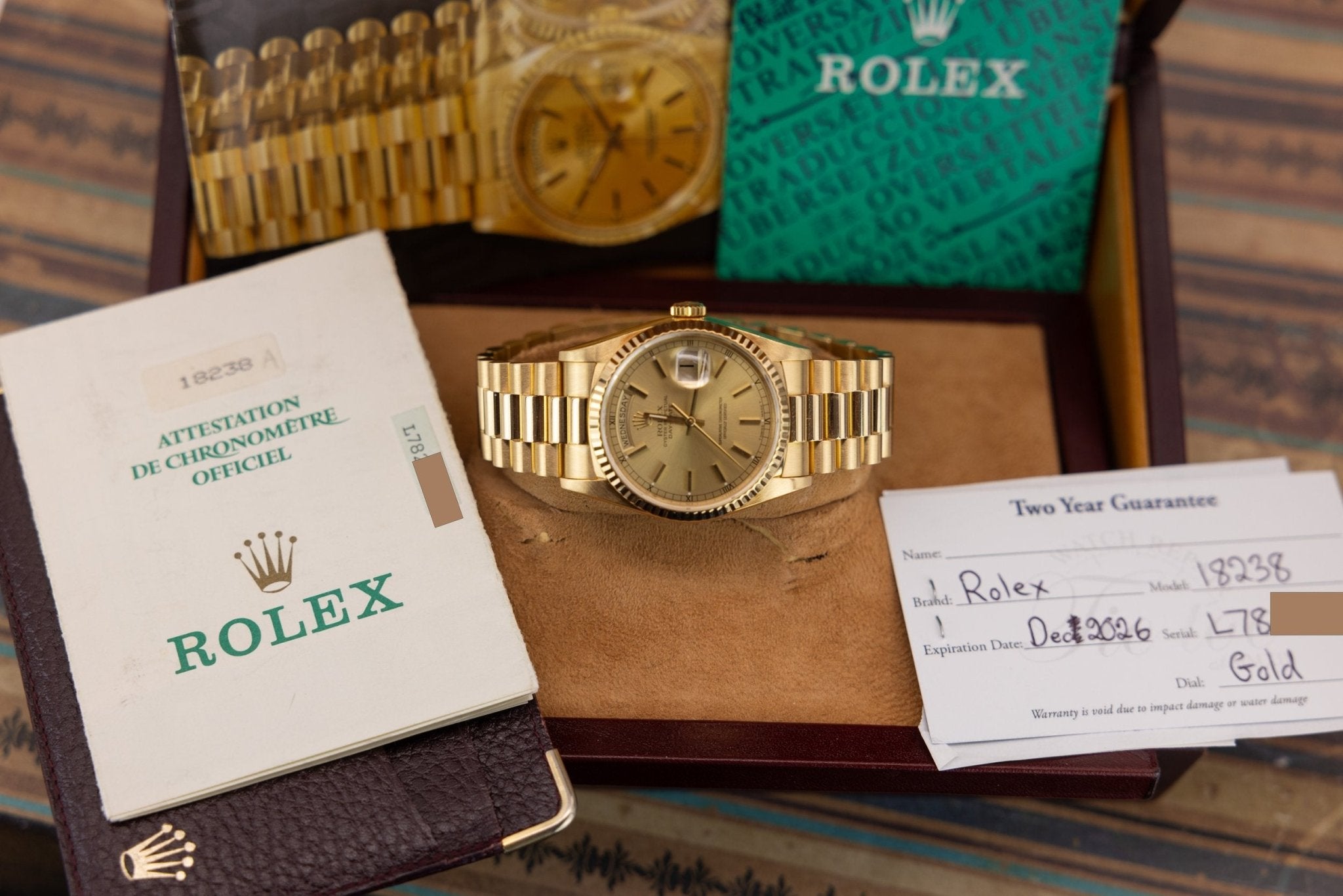 1990 Rolex Day-Date Ref. 18238 | Box and Papers - Sierra Time Co