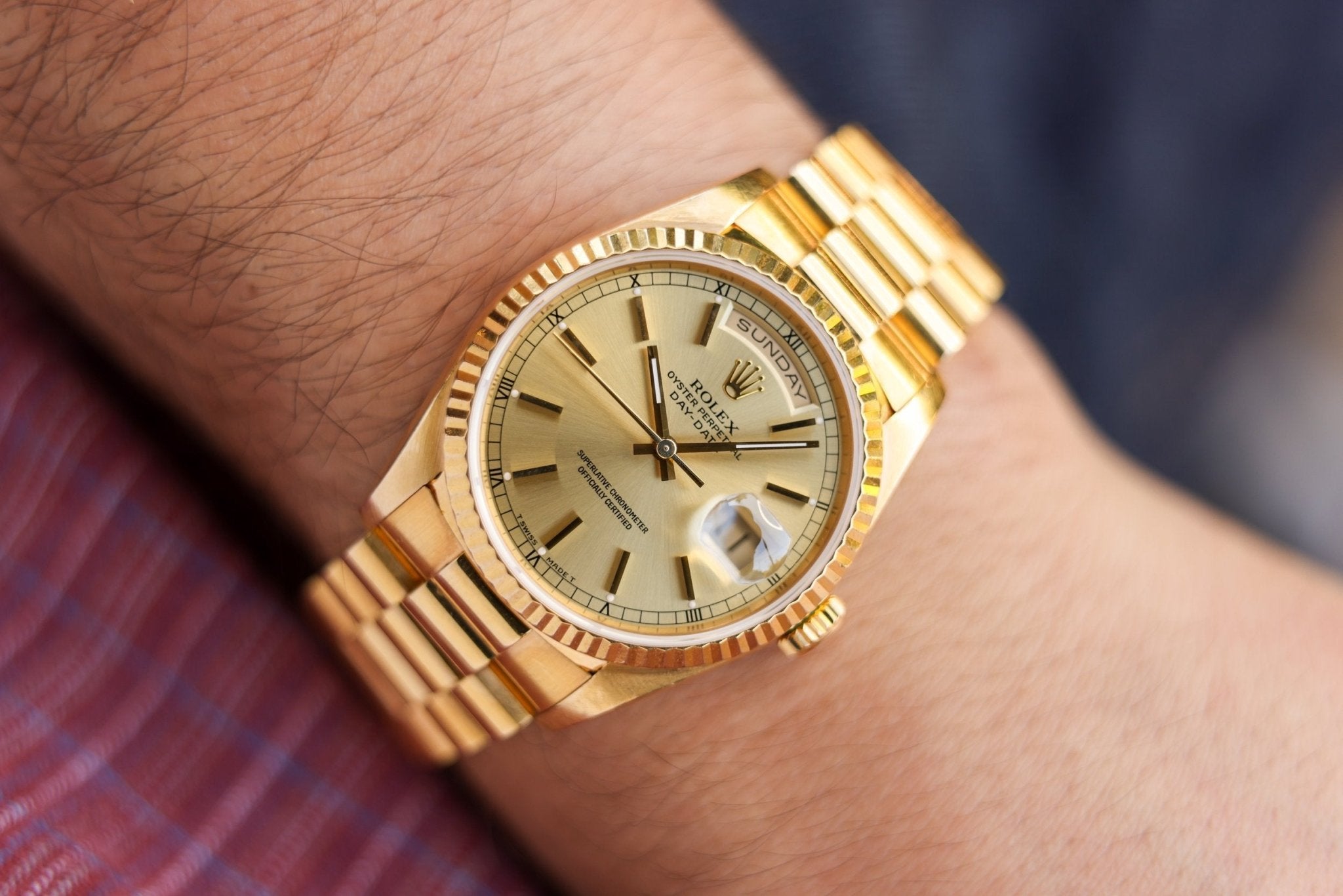 1990 Rolex Day-Date Ref. 18238 | Champagne Dial | Box and Papers - Sierra Time Co
