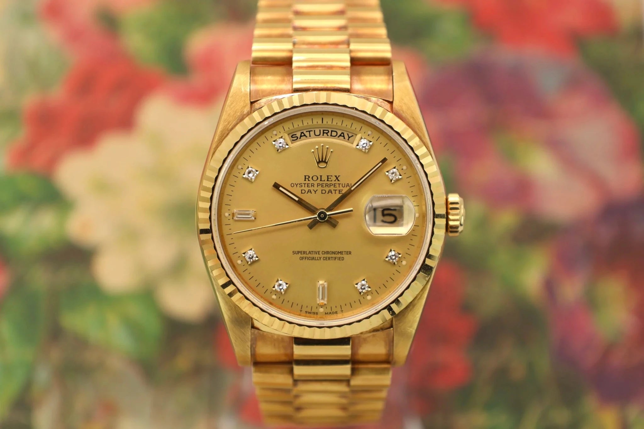 1990 Rolex Day-Date Ref. 18238 | Champagne Diamond Dial - Sierra Time Co