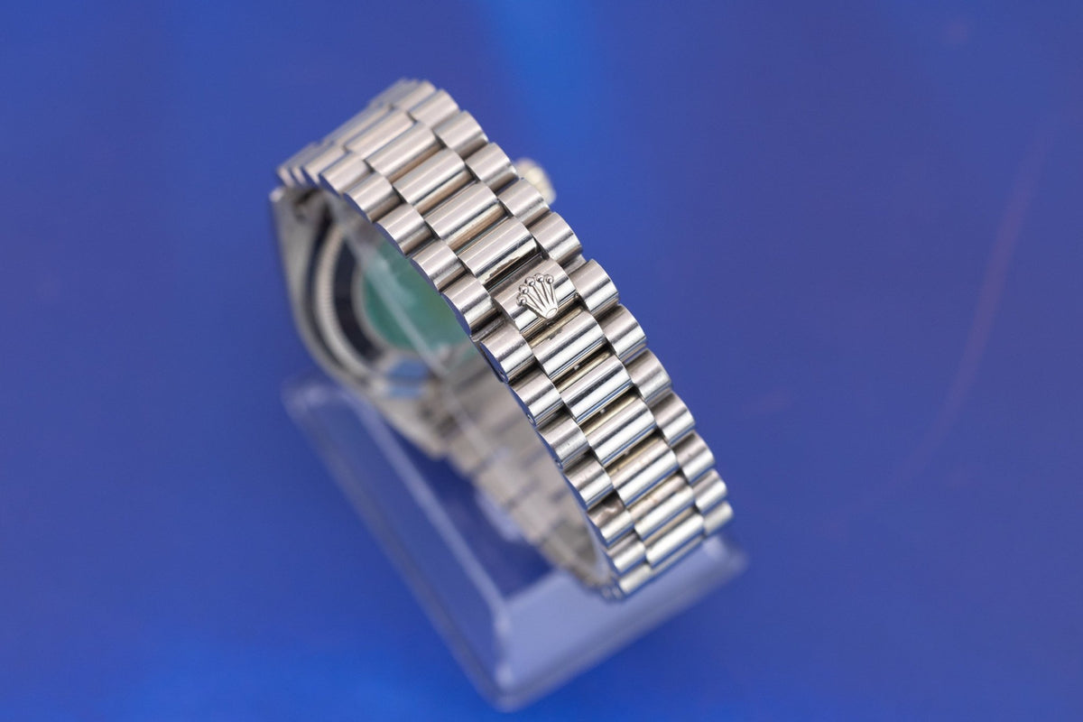 1990 Rolex Day-Date Ref. 18239 | 18K White Gold | Unpolished | Silver Dial - Sierra Time Co