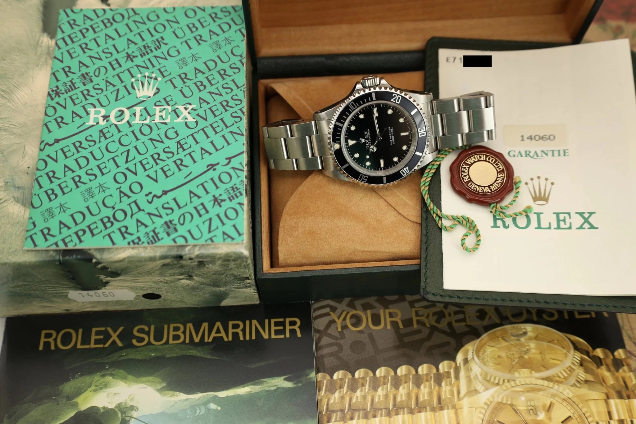 1990 Rolex Submariner Ref. 14060 | Creamy Patina | Box and Papers - Sierra Time Co