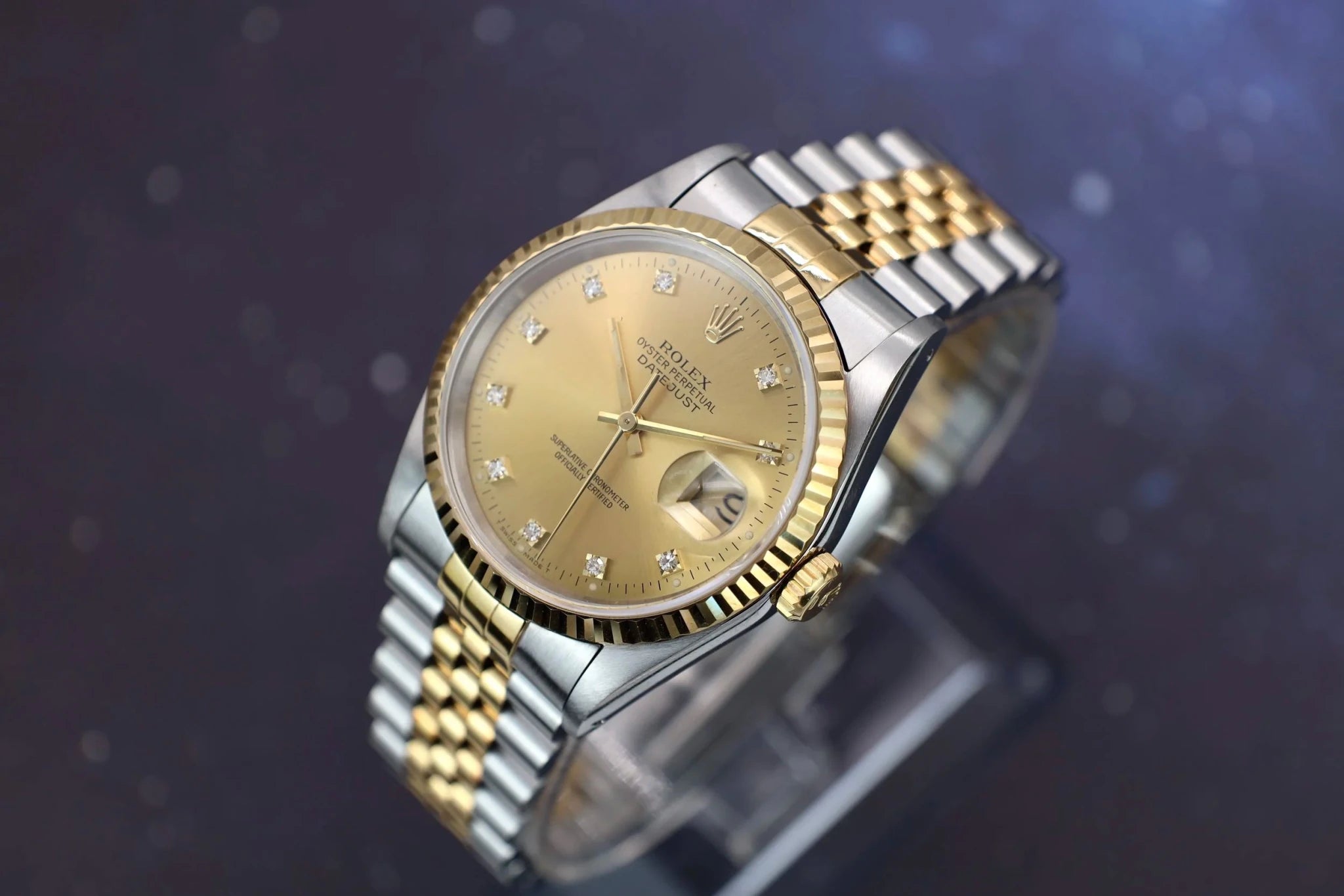 1991 Rolex Datejust Ref. 16233 | Champagne Diamond Dial | Box and Papers - Sierra Time Co