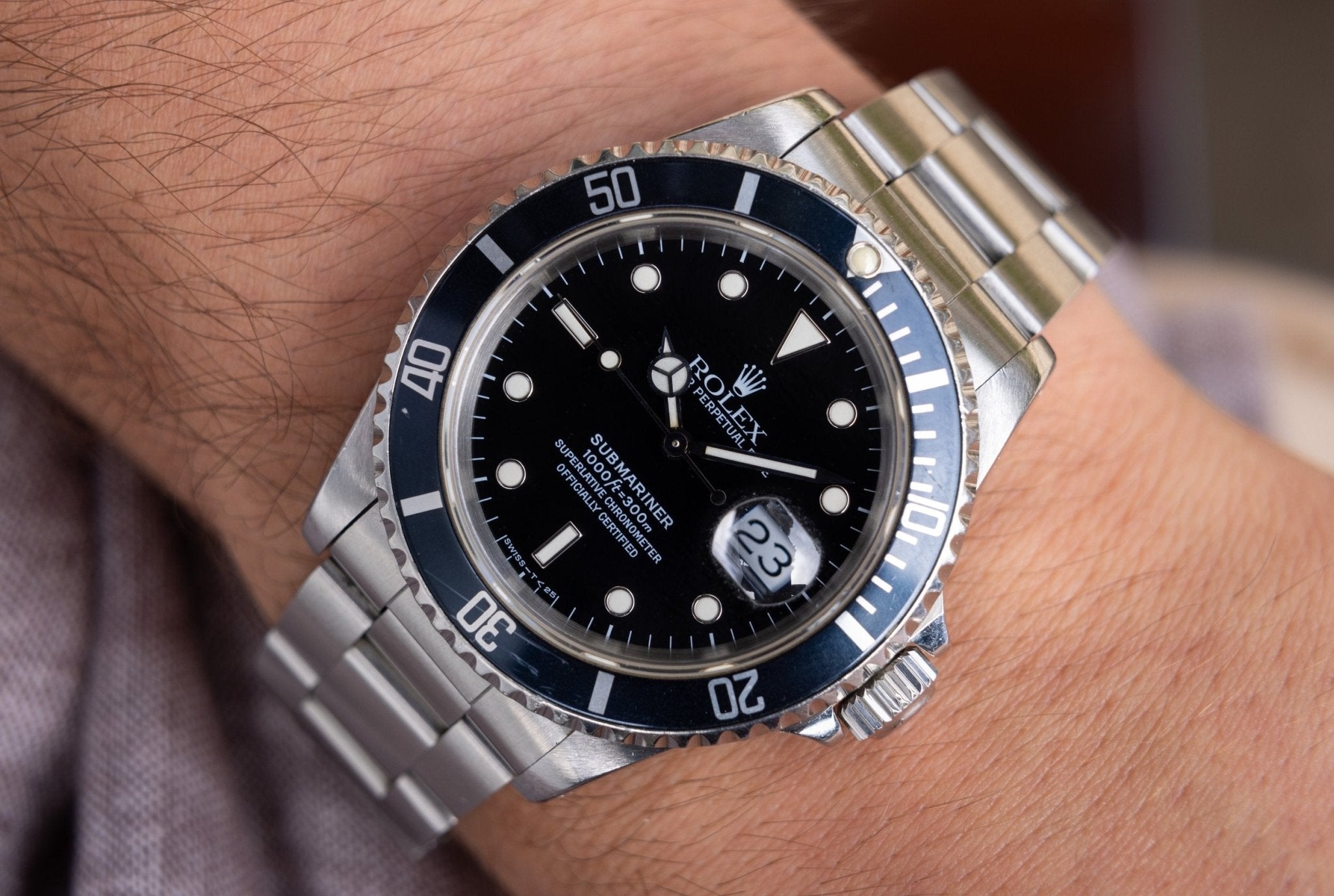 1991 Rolex Submariner Date Ref. 16610 | Tritium Dial | Navy Blue Bezel - Sierra Time Co