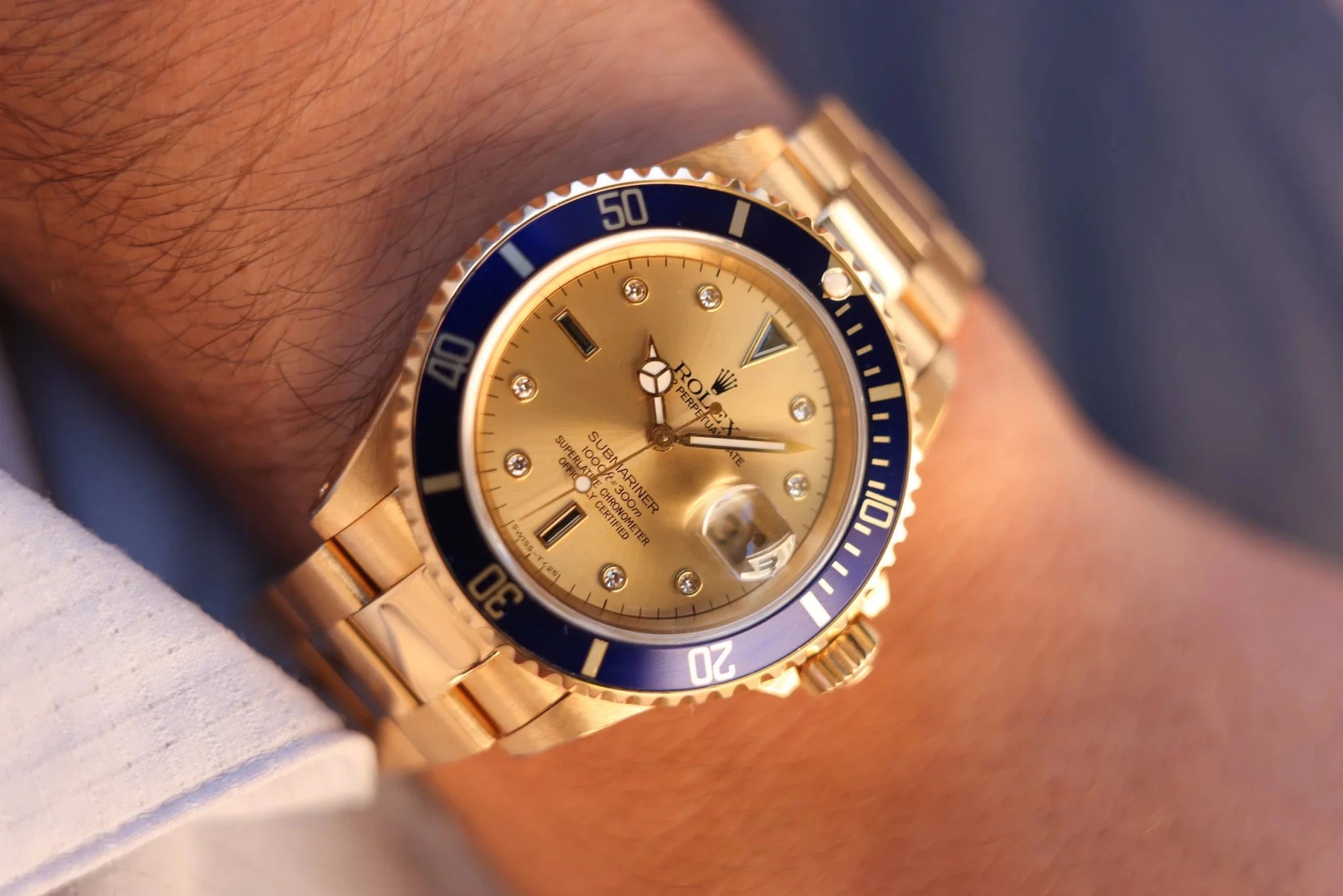 1991 Rolex Submariner Ref. 16618 | 18K YG | Serti Dial - Sierra Time Co