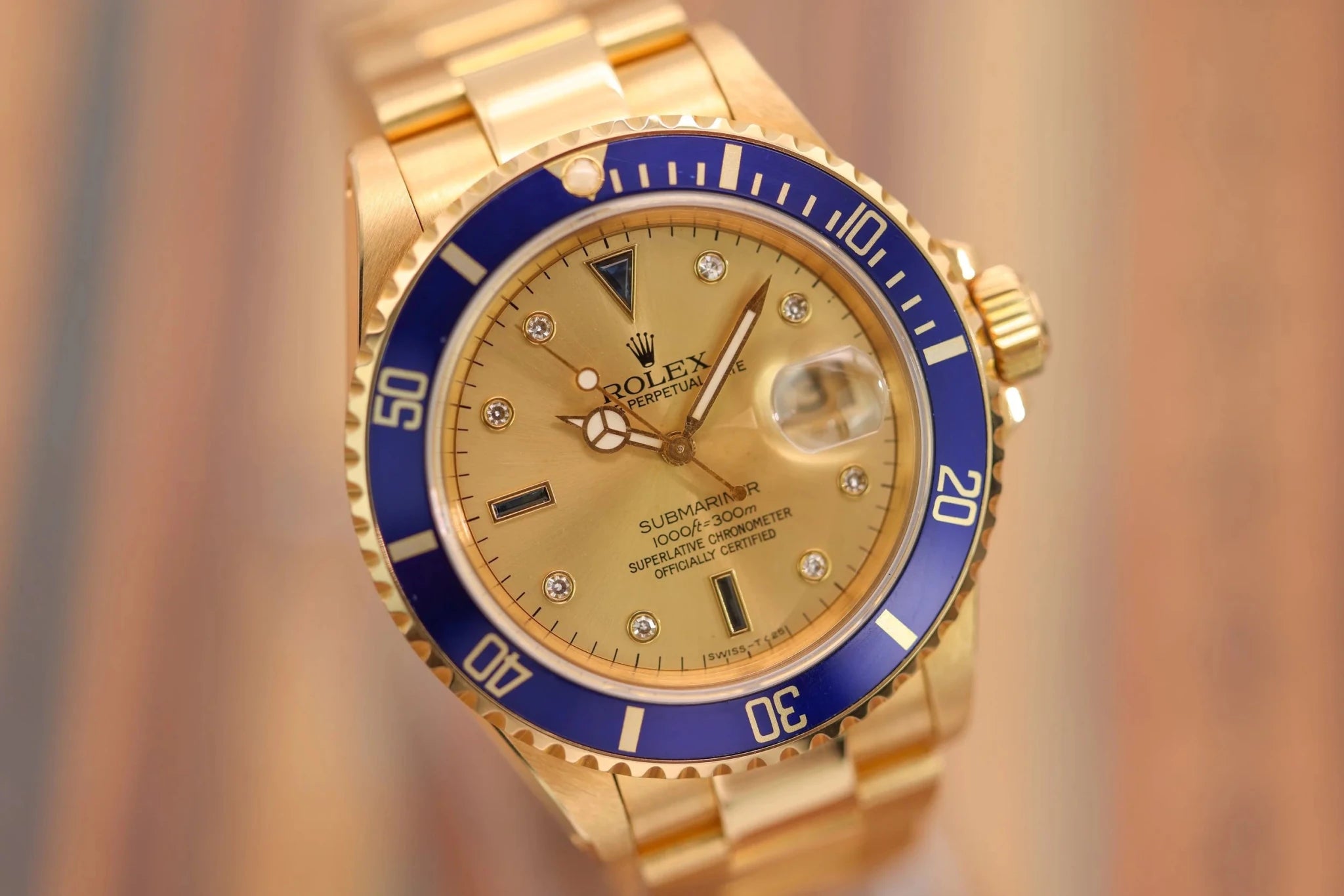 1991 Rolex Submariner Ref. 16618 | 18K YG | Serti Dial - Sierra Time Co
