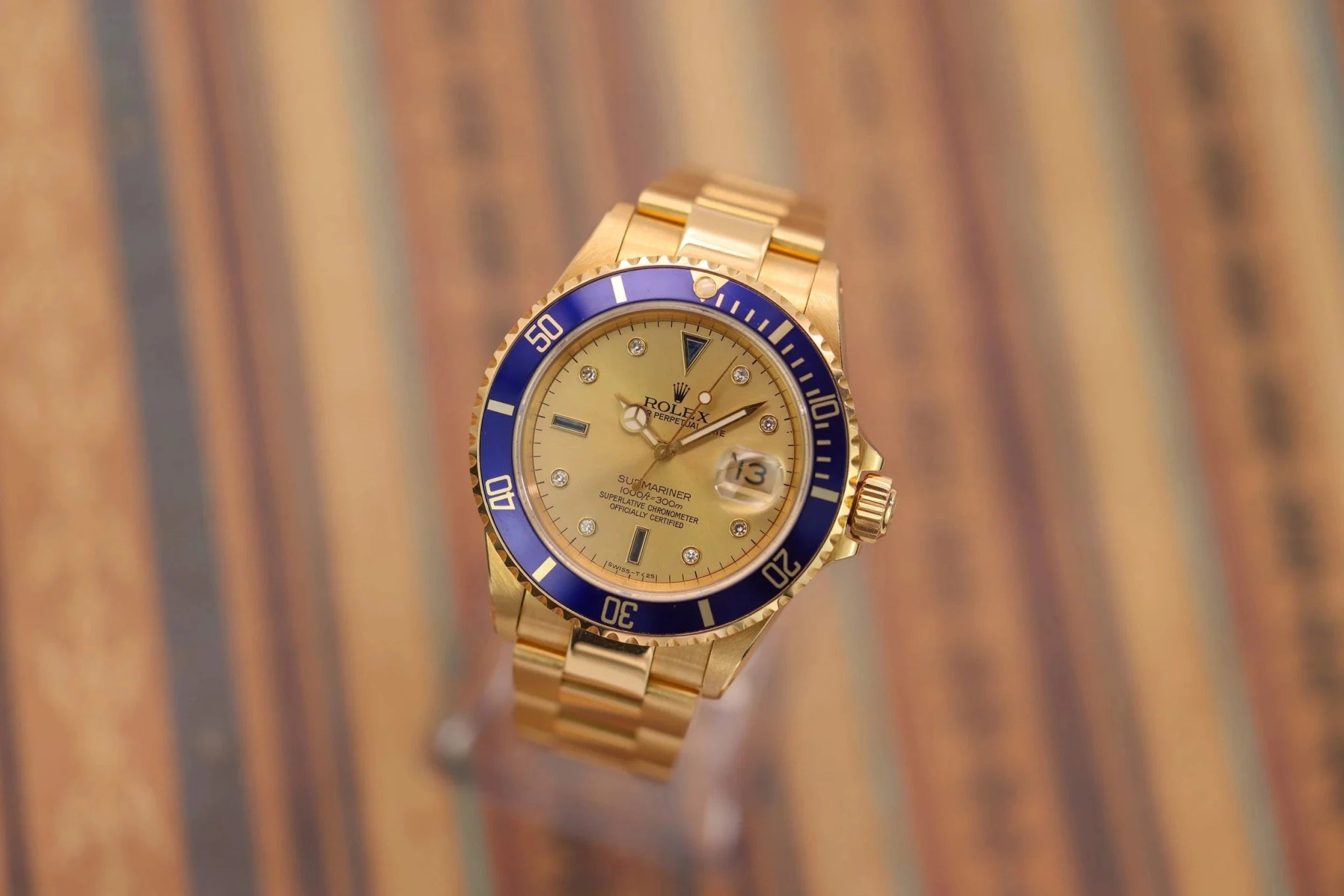 1991 Rolex Submariner Ref. 16618 | 18K YG | Serti Dial - Sierra Time Co