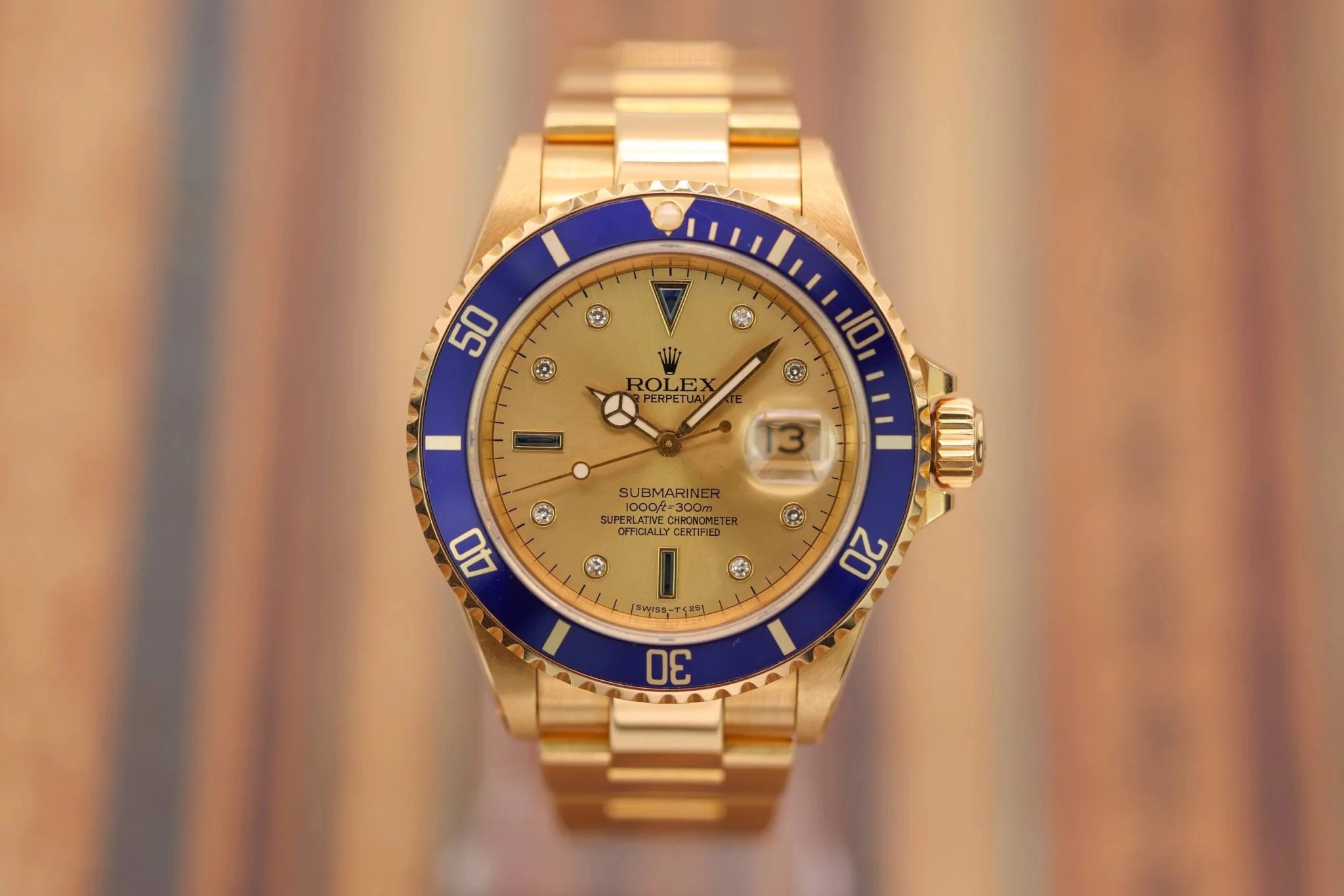 1991 Rolex Submariner Ref. 16618 | 18K YG | Serti Dial - Sierra Time Co