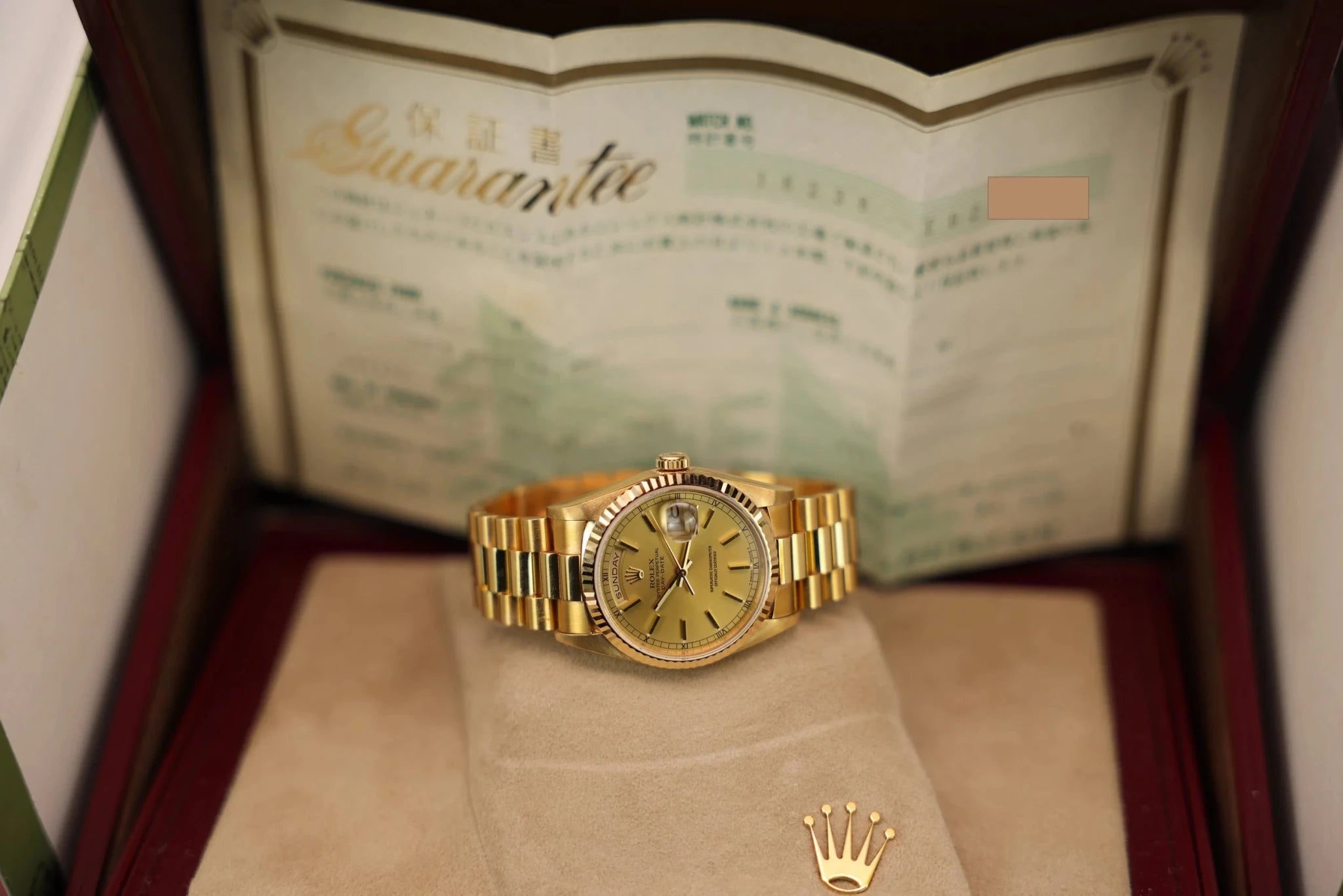 1992 Rolex Day-Date Ref. 18238 | Champagne Dial | Mint Condition | Box and Papers - Sierra Time Co