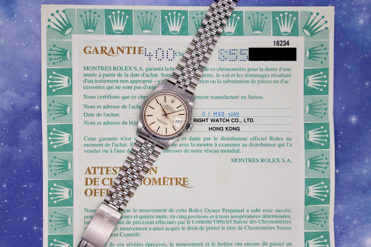 1993 Rolex Datejust Ref. 16234 | Silver Speck Dial | Papers - Sierra Time Co