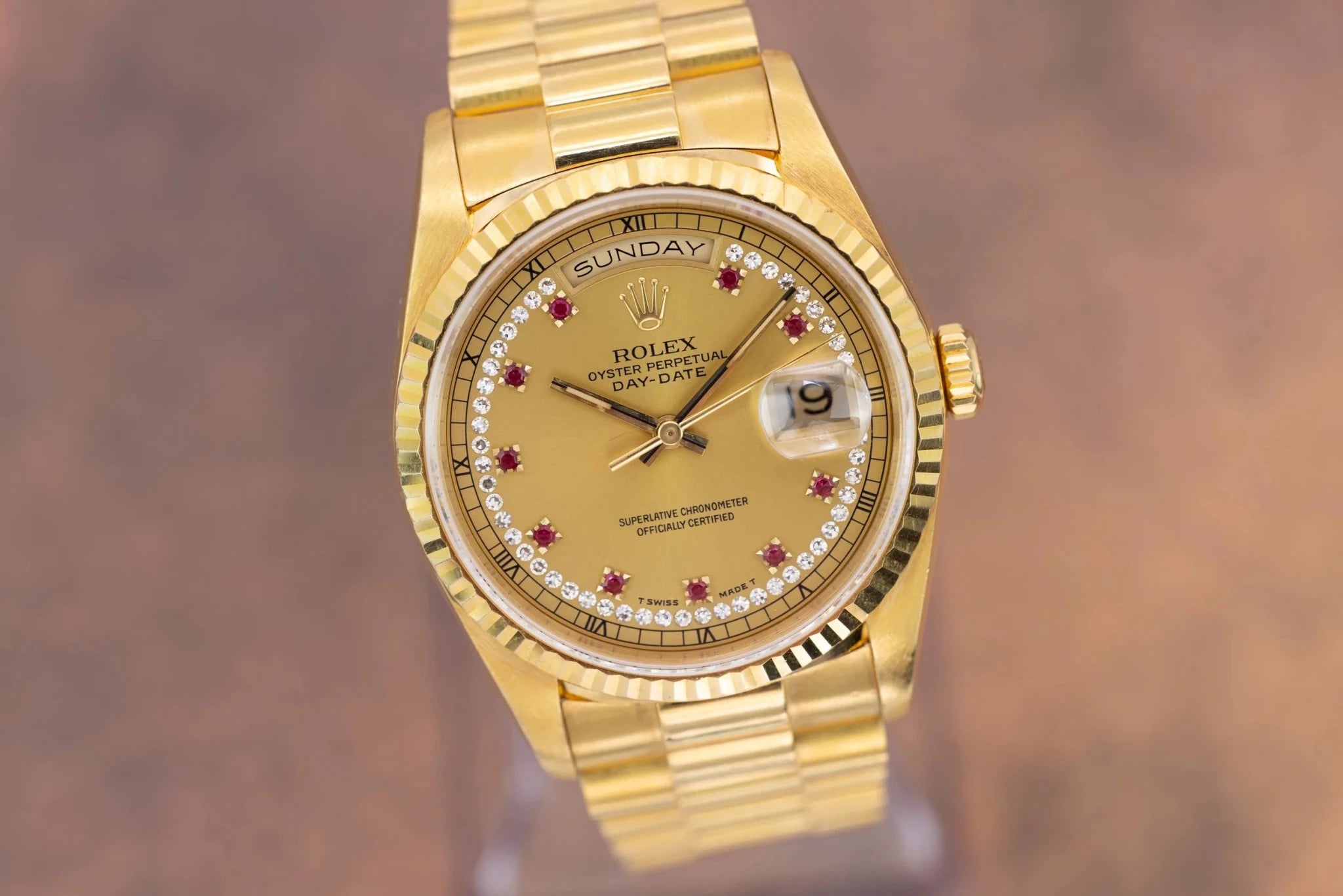 1993 Rolex Day-Date Ref. 18238 | Ruby String Dial - Sierra Time Co