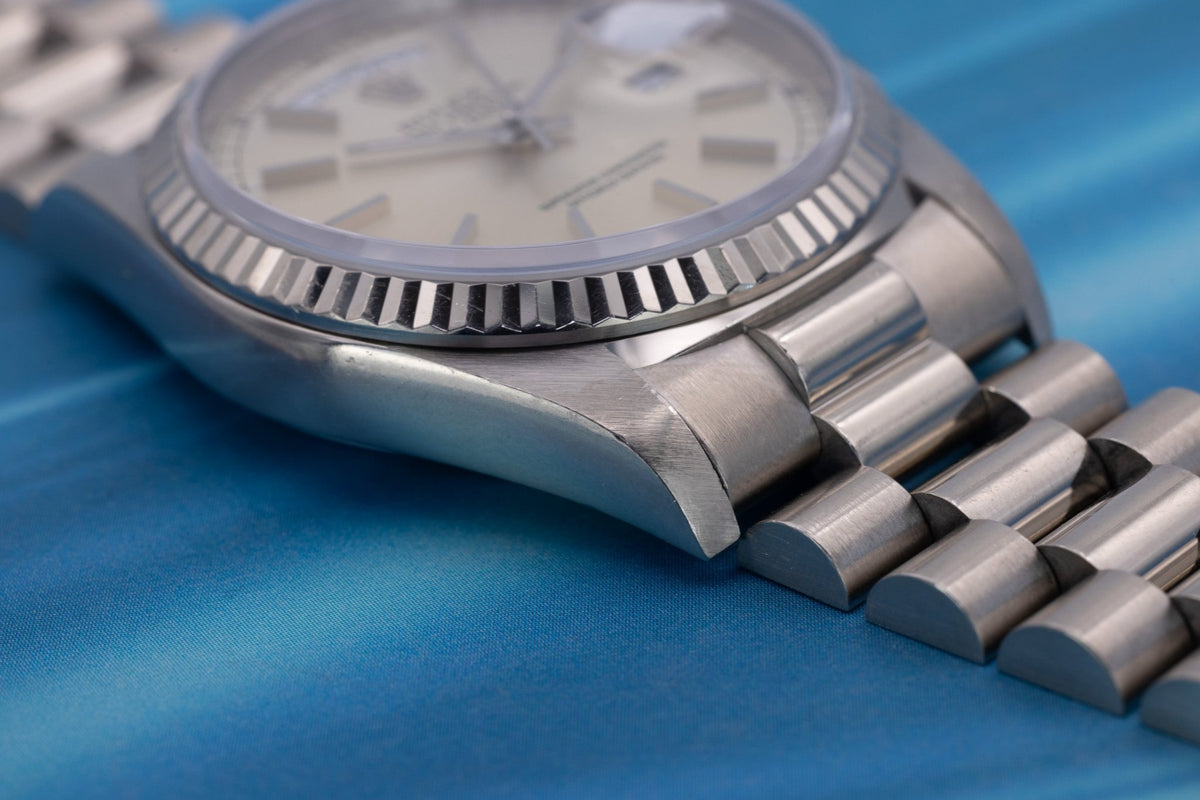 1993 Rolex Day-Date Ref. 18239 | 18K White Gold | Silver Dial - Sierra Time Co