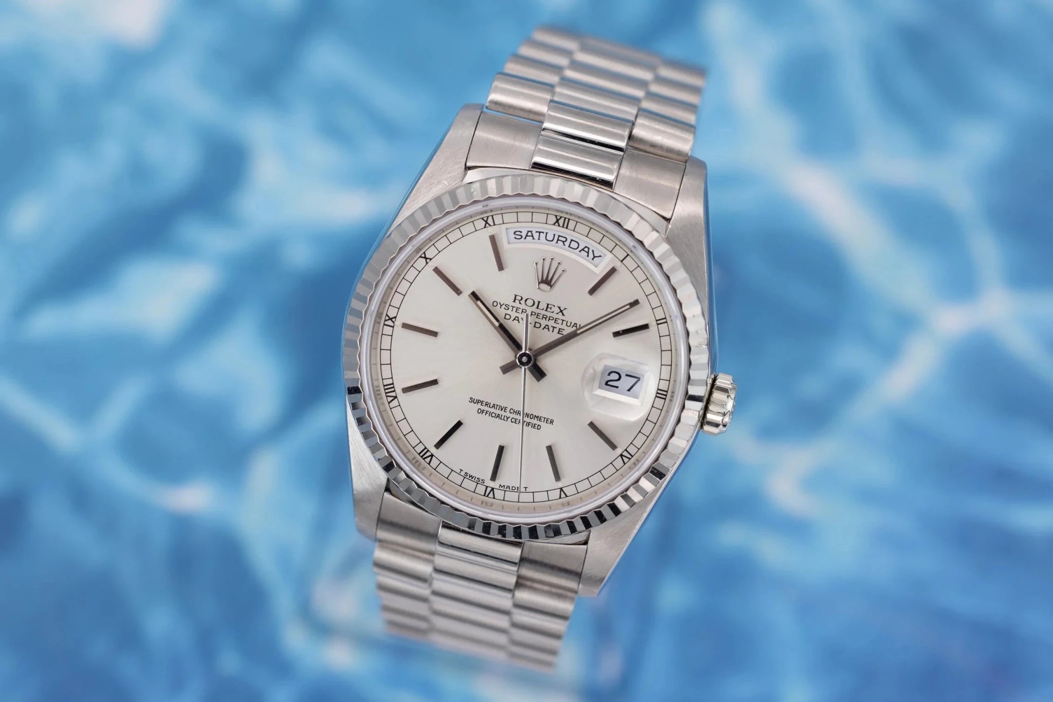 1993 Rolex Day-Date Ref. 18239 | Silver Stick Dial - Sierra Time Co