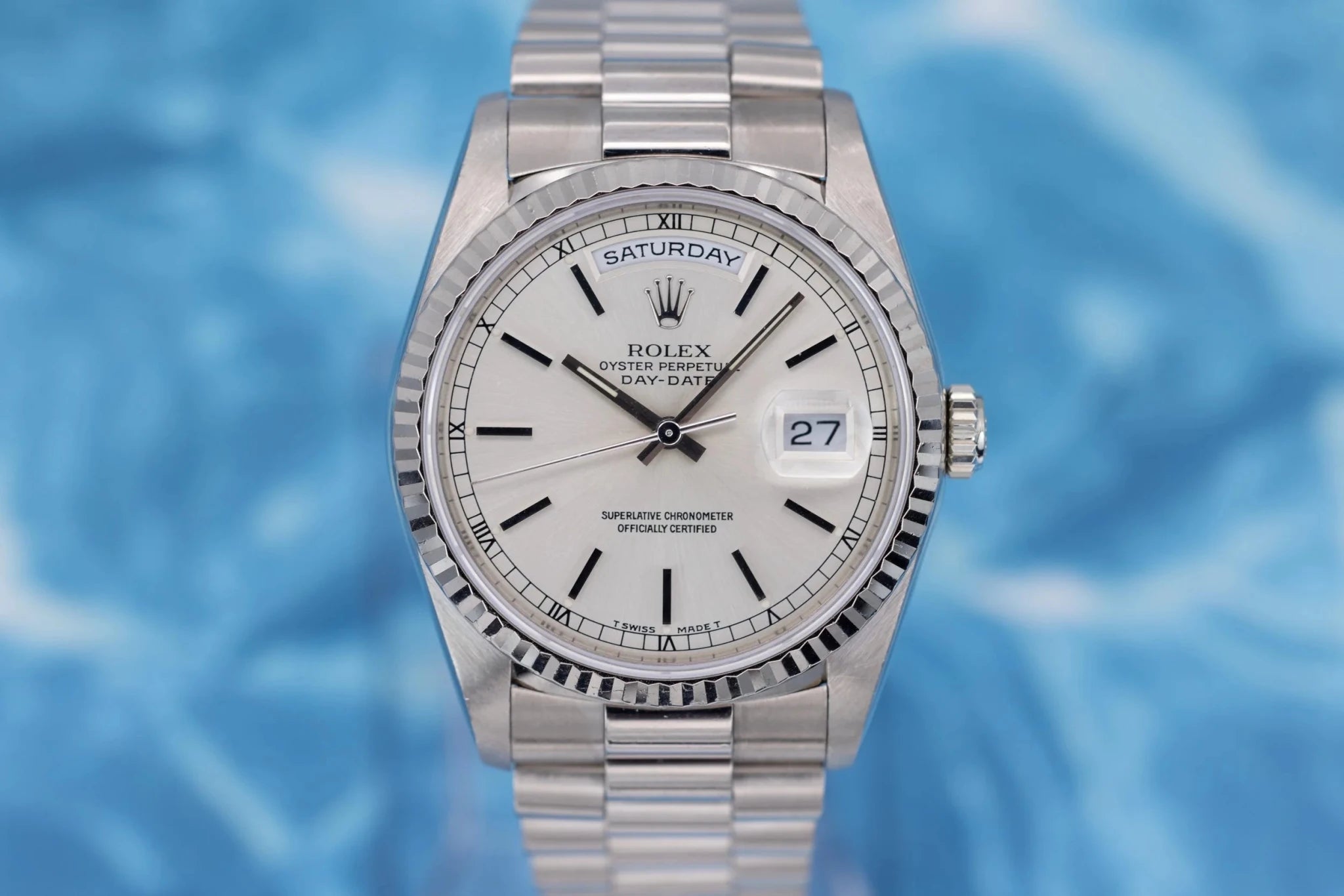 1993 Rolex Day-Date Ref. 18239 | Silver Stick Dial - Sierra Time Co