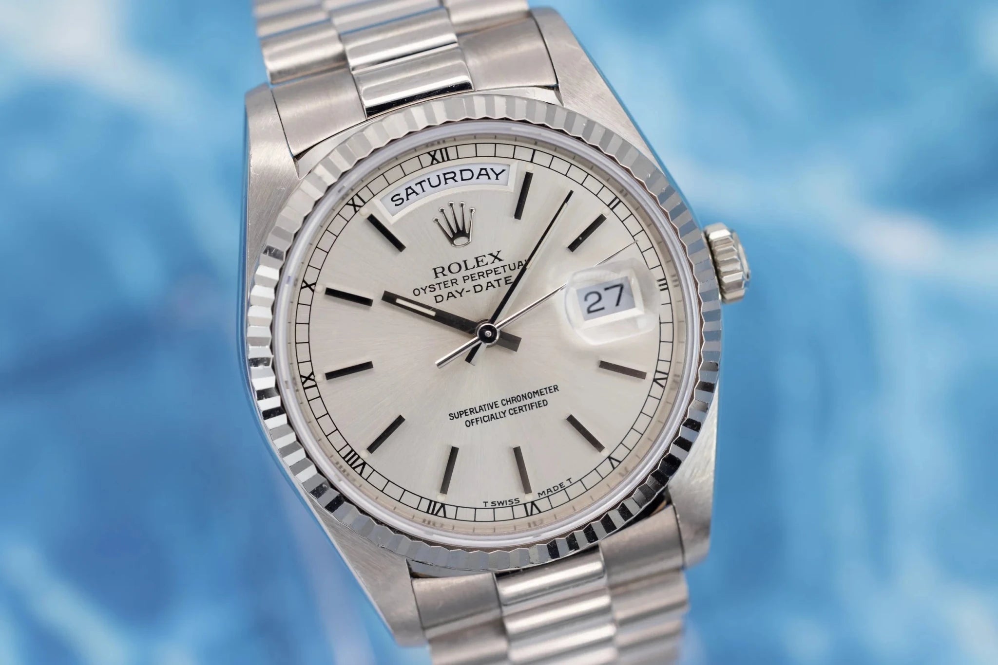 1993 Rolex Day-Date Ref. 18239 | Silver Stick Dial - Sierra Time Co