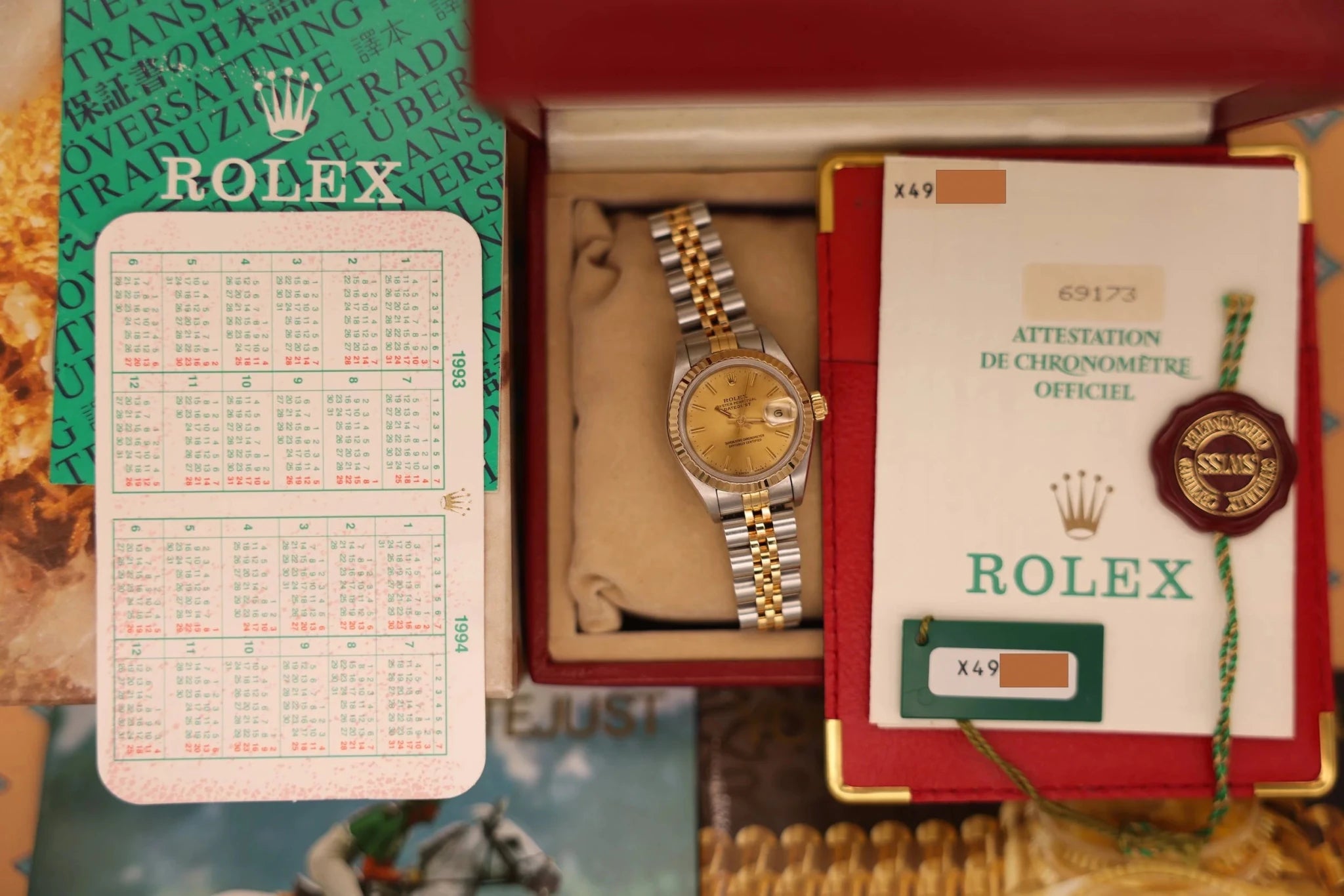 1993 Rolex Ladies Datejust Ref. 69173 | Champagne Dial | Full Set - Sierra Time Co