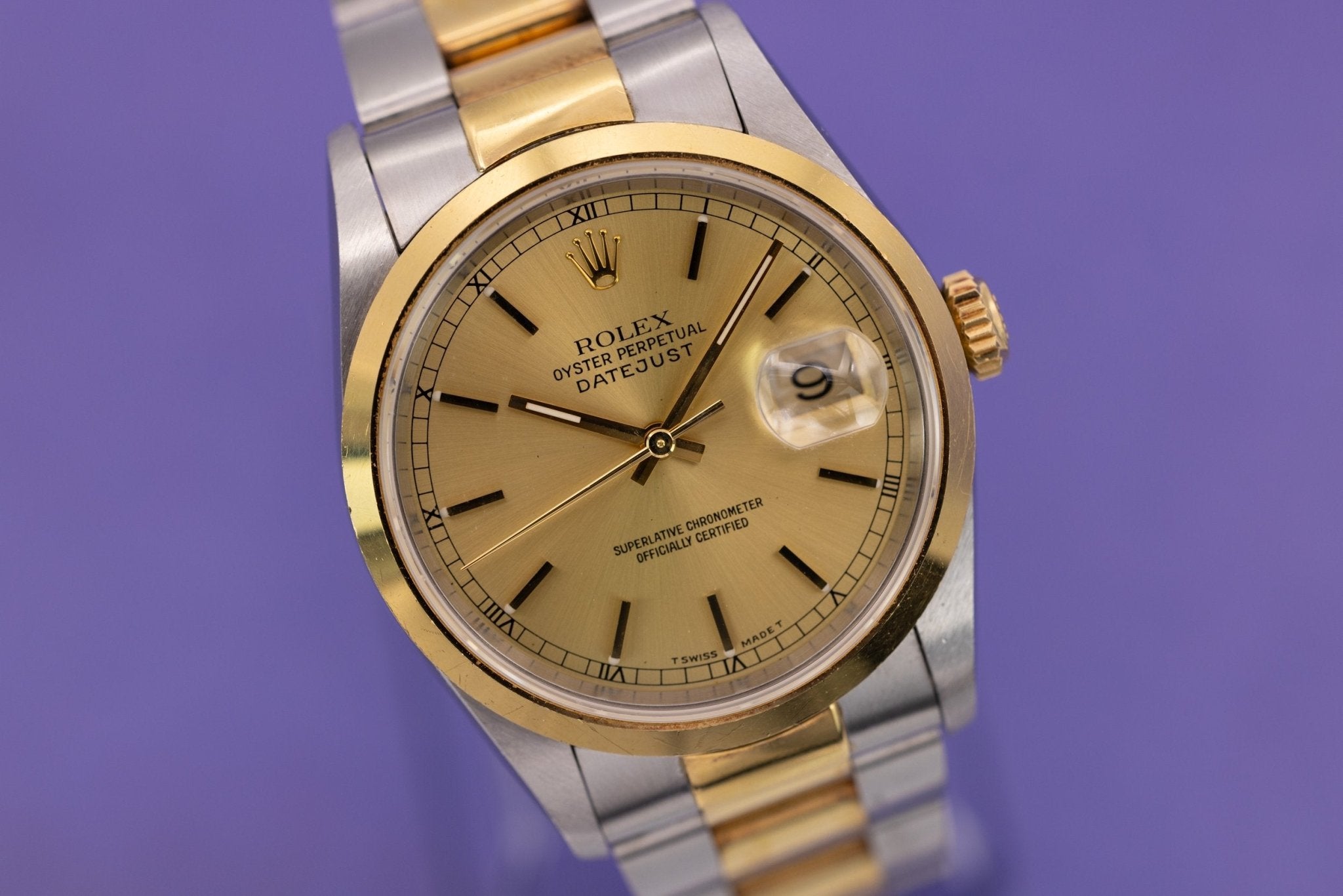 1994 Rolex Datejust Ref. 16203 | Oyster Bracelet | Champagne Stick Dial - Sierra Time Co