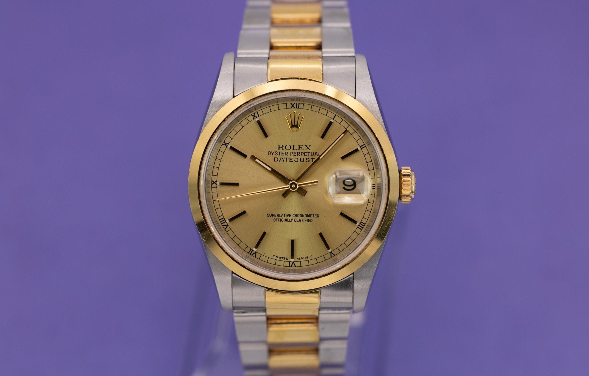 1994 Rolex Datejust Ref. 16203 | Oyster Bracelet | Champagne Stick Dial - Sierra Time Co