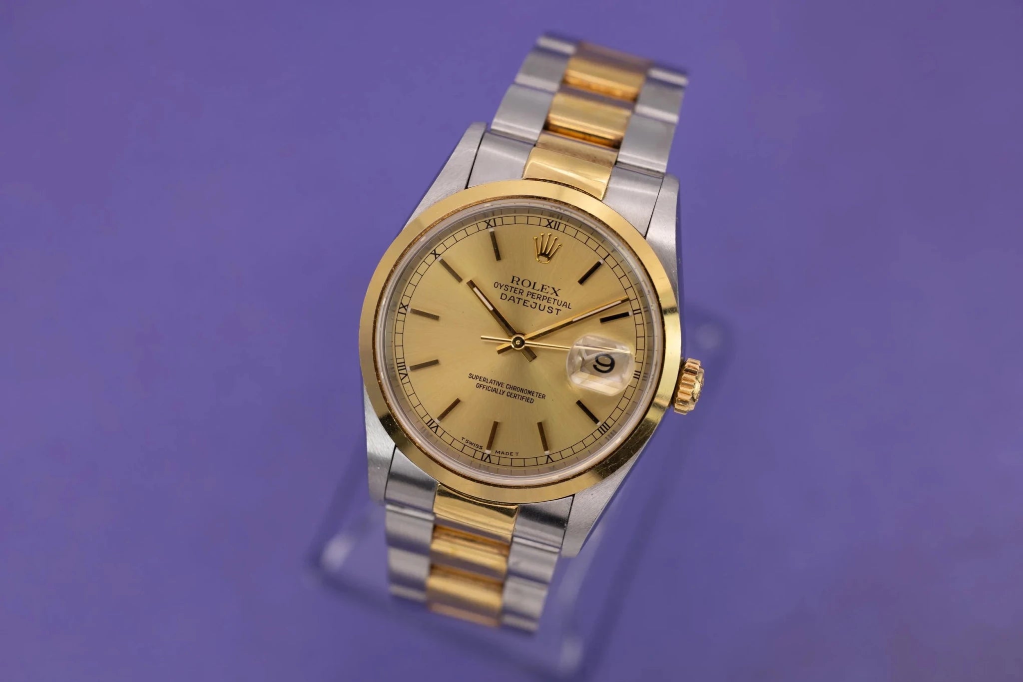 1994 Rolex Datejust Ref. 16203 | Oyster Bracelet | Champagne Stick Dial - Sierra Time Co