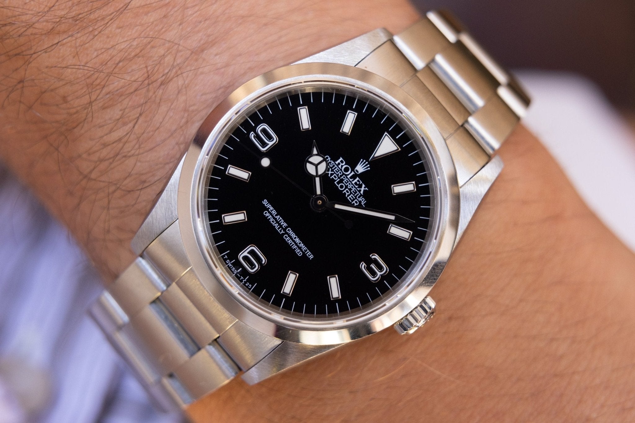 1994 Rolex Explorer I Ref. 14270 | Creamy Tritium | Holes Case - Sierra Time Co