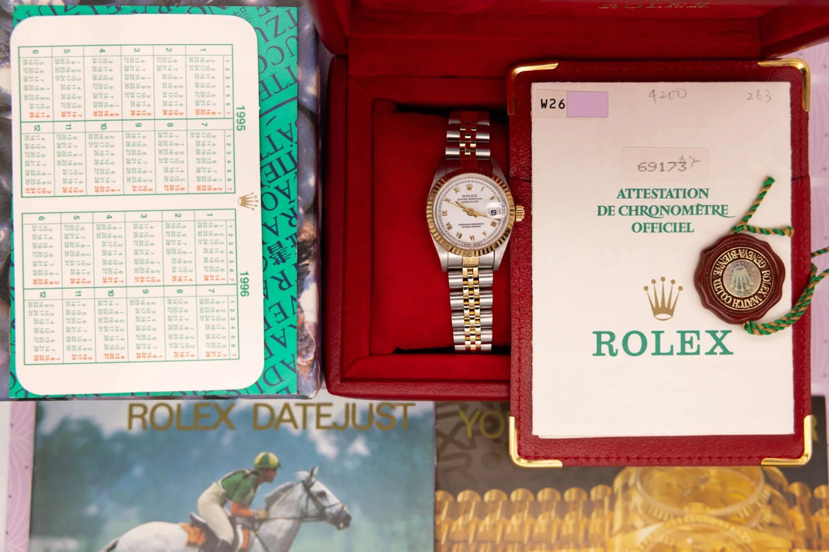 1994 Rolex Ladies Datejust Ref. 69173 | White Roman Numeral Dial | Box and Papers - Sierra Time Co