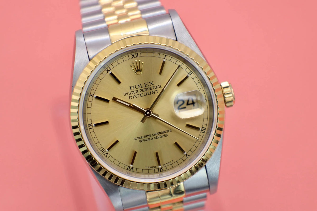 1995 Rolex Datejust Ref. 16233| Champagne Dial | Papers - Sierra Time Co