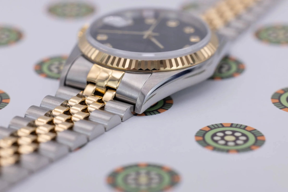 1995 Rolex Datejust Ref. 16233G | Black Big Diamond Dial - Sierra Time Co