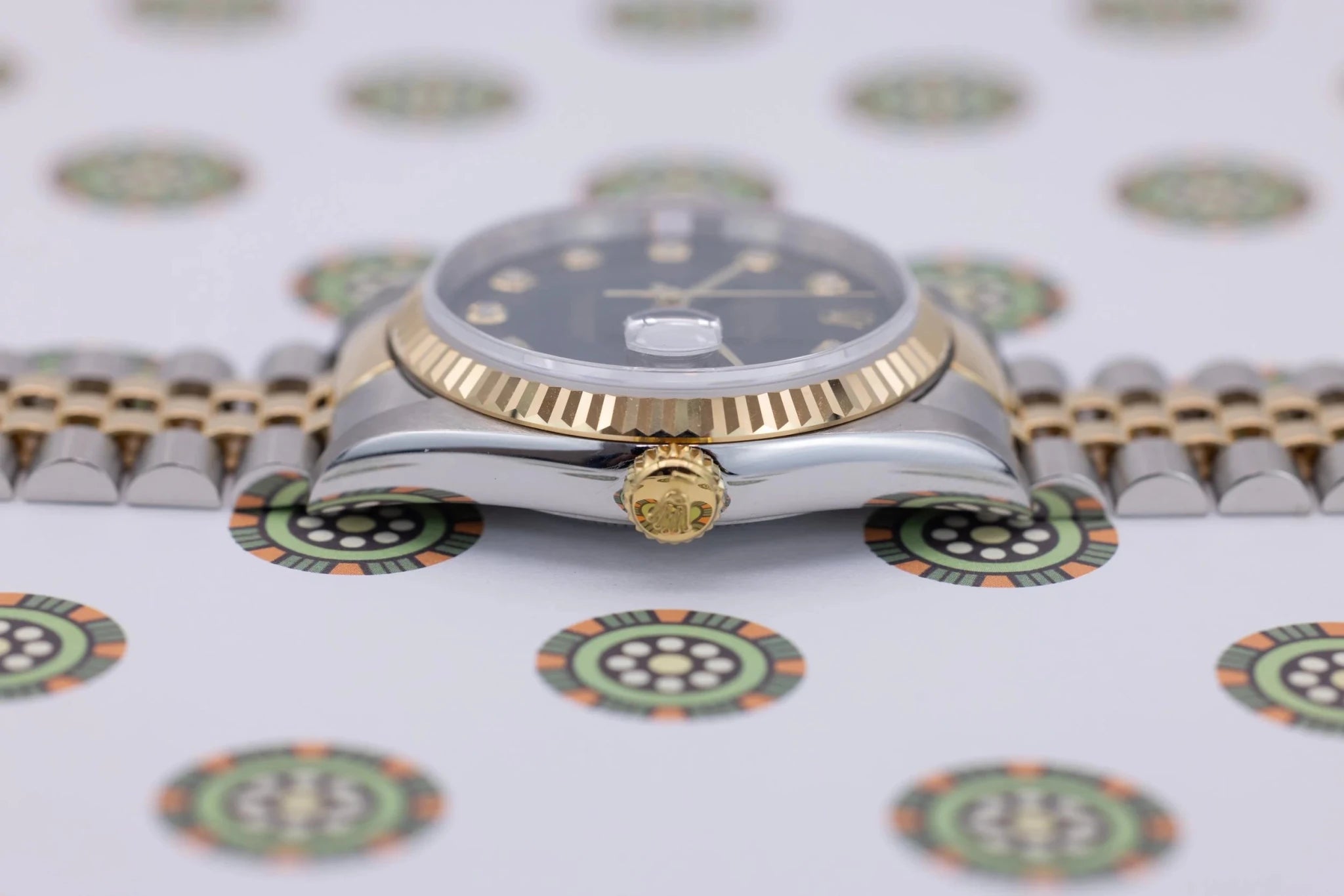 1995 Rolex Datejust Ref. 16233G | Black Big Diamond Dial - Sierra Time Co