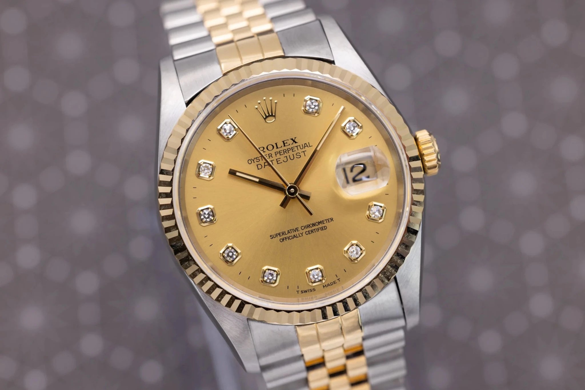 1995 Rolex Datejust Ref. 16233G | Champagne Big Diamond Dial - Sierra Time Co