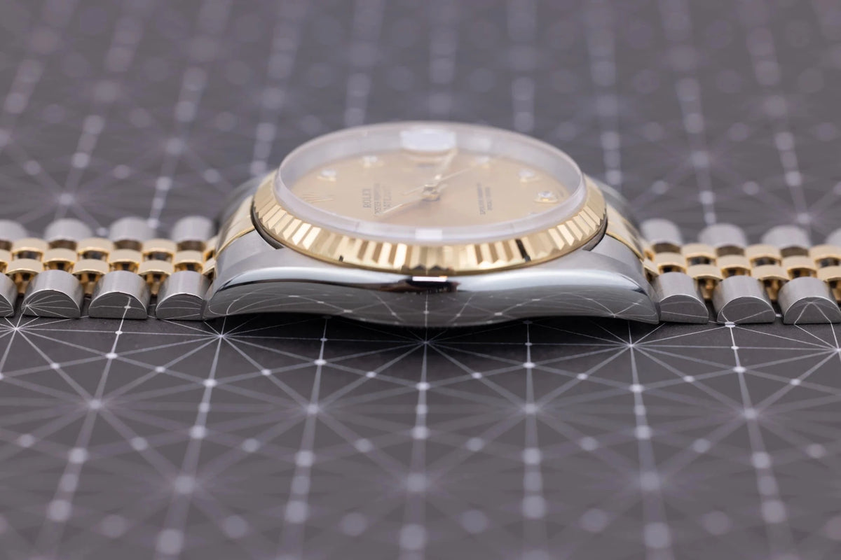 1995 Rolex Datejust Ref. 16233G | Champagne Big Diamond Dial - Sierra Time Co