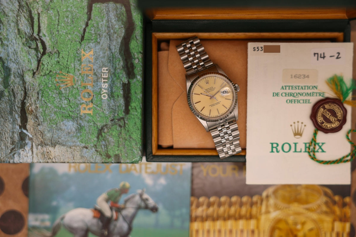 1995 Rolex Datejust Ref. 16234 | Caramel Dial | Box and Papers - Sierra Time Co