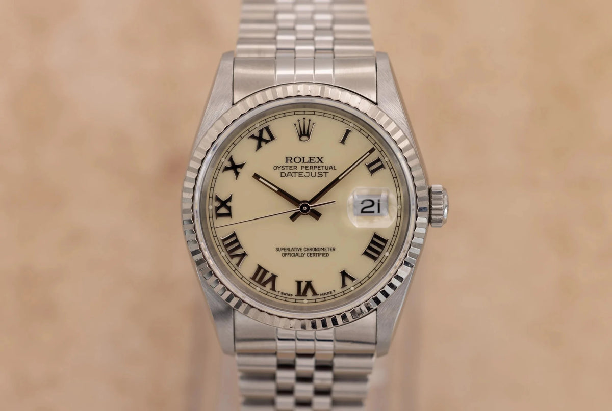 1995 Rolex Datejust Ref. 16234 | Papers | Rare Cream Ivory Dial - Sierra Time Co