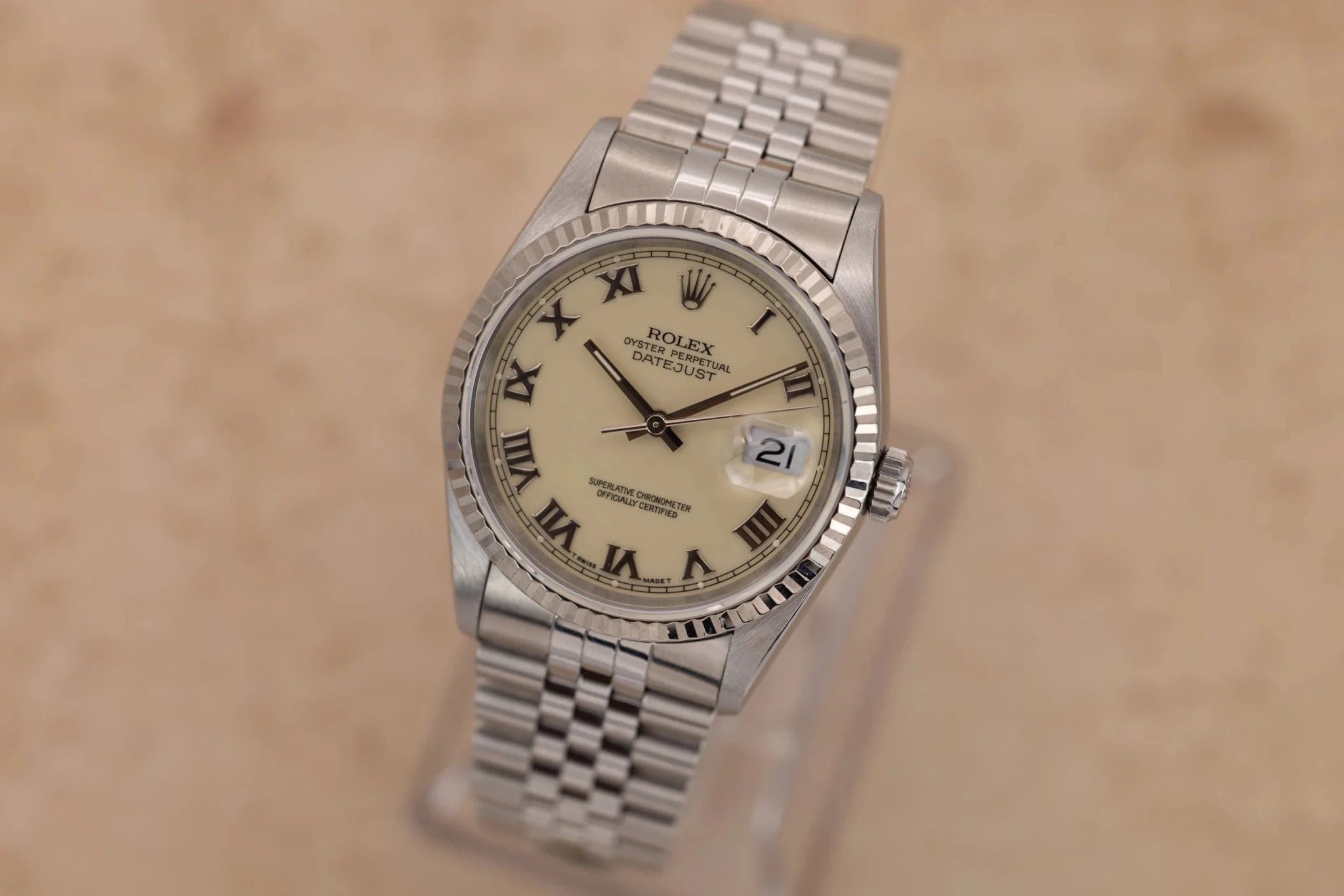 1995 Rolex Datejust Ref. 16234 | Papers | Rare Cream Ivory Dial - Sierra Time Co