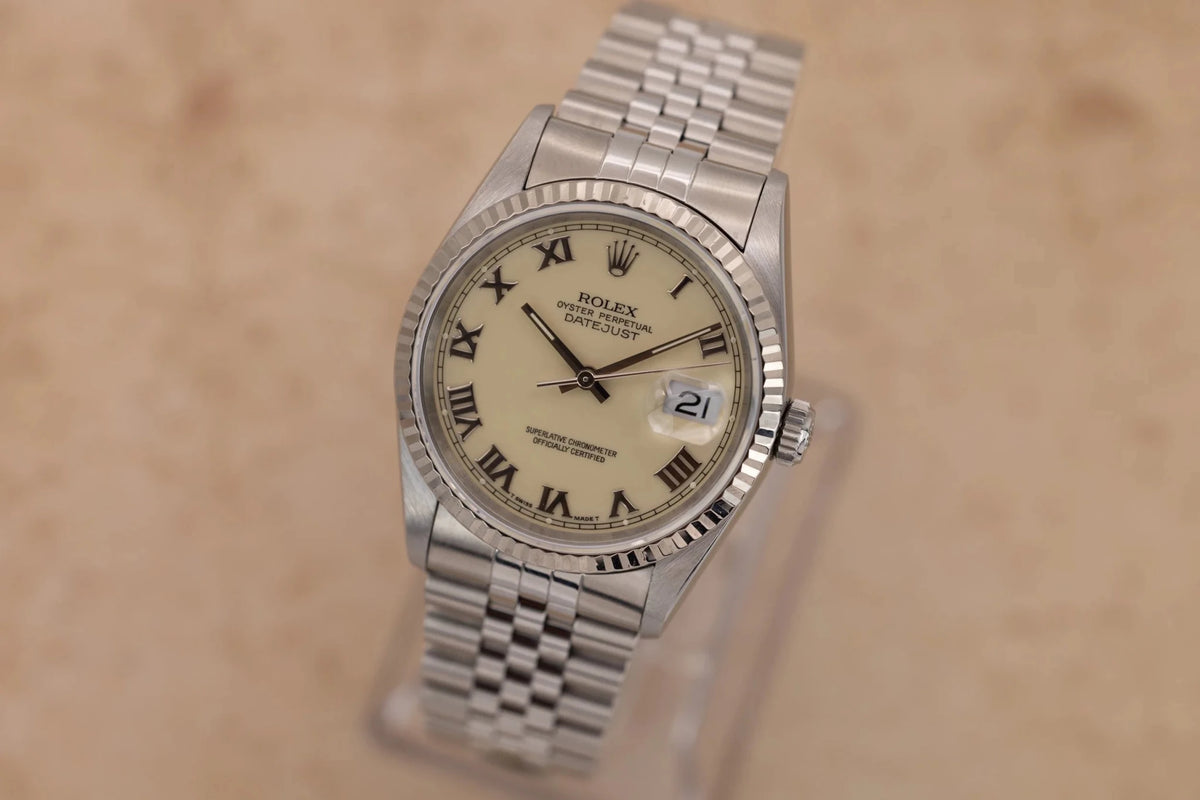 1995 Rolex Datejust Ref. 16234 | Papers | Rare Cream Ivory Dial - Sierra Time Co