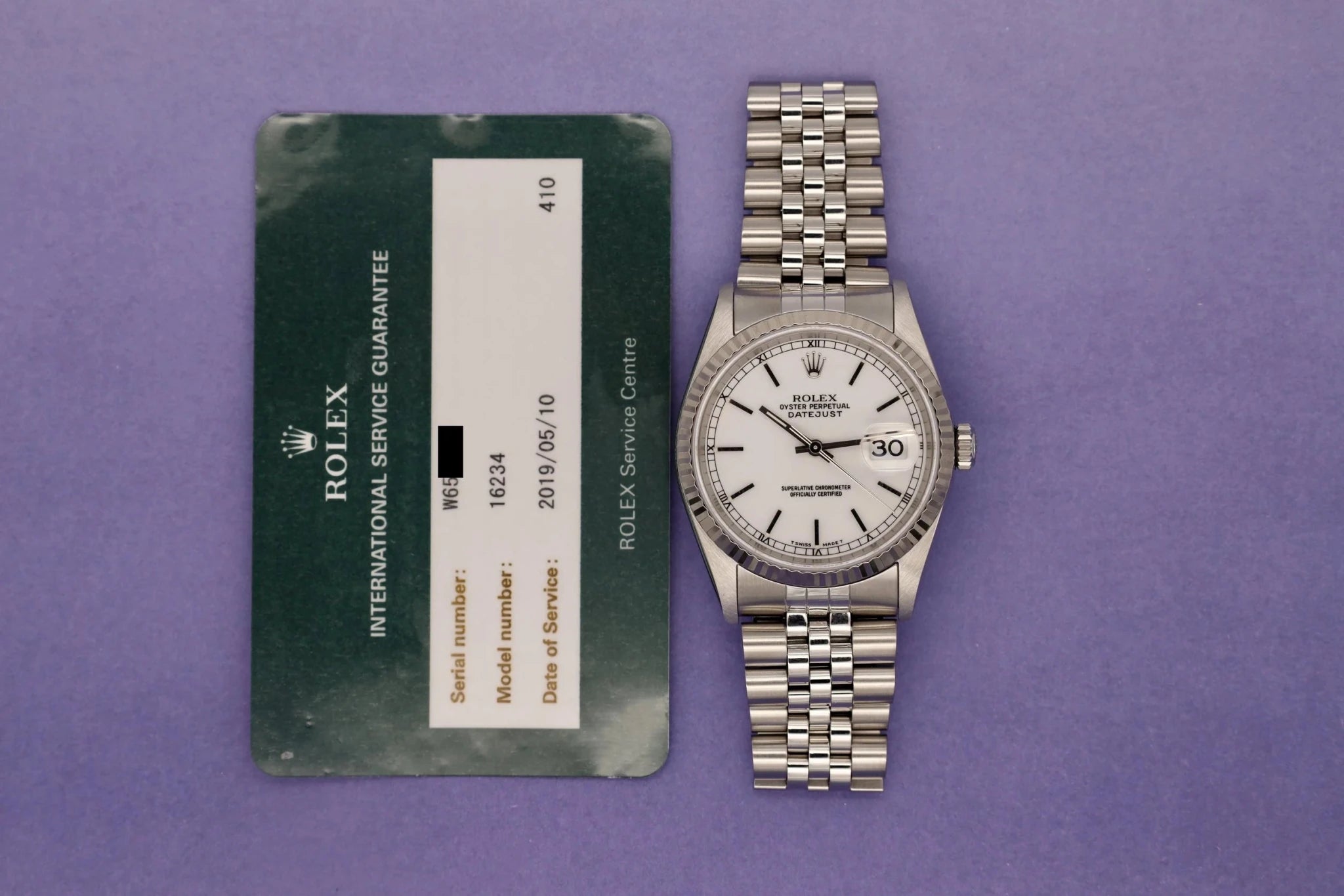 1995 Rolex Datejust Ref. 16234 | White Dial - Sierra Time Co