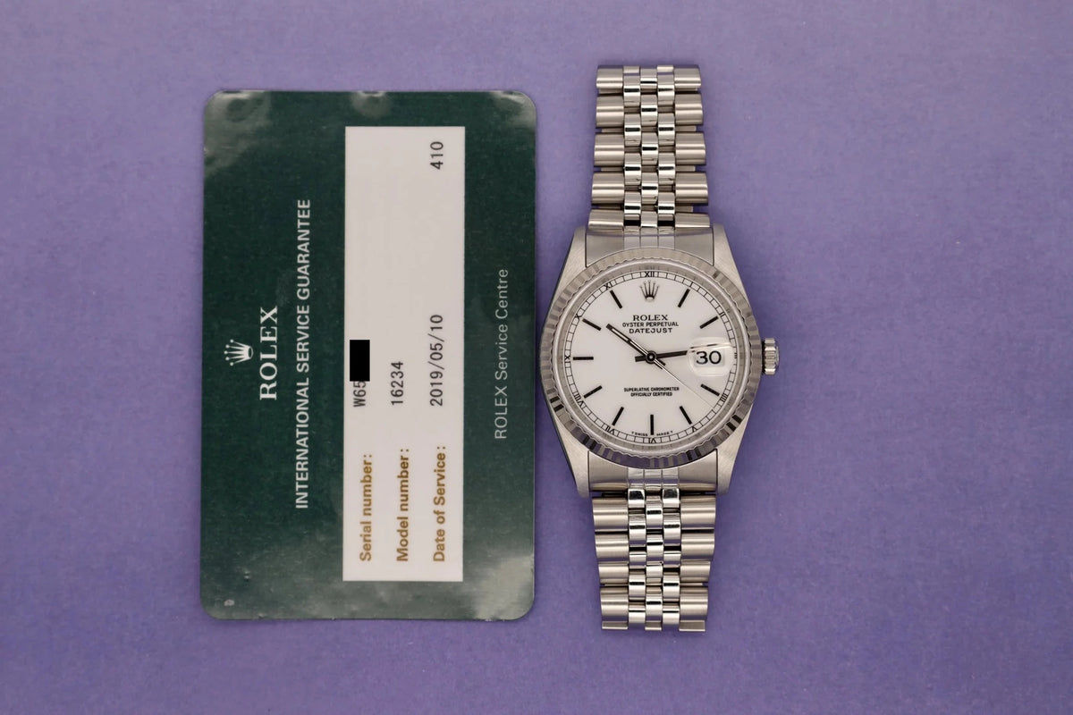 1995 Rolex Datejust Ref. 16234 | White Dial - Sierra Time Co