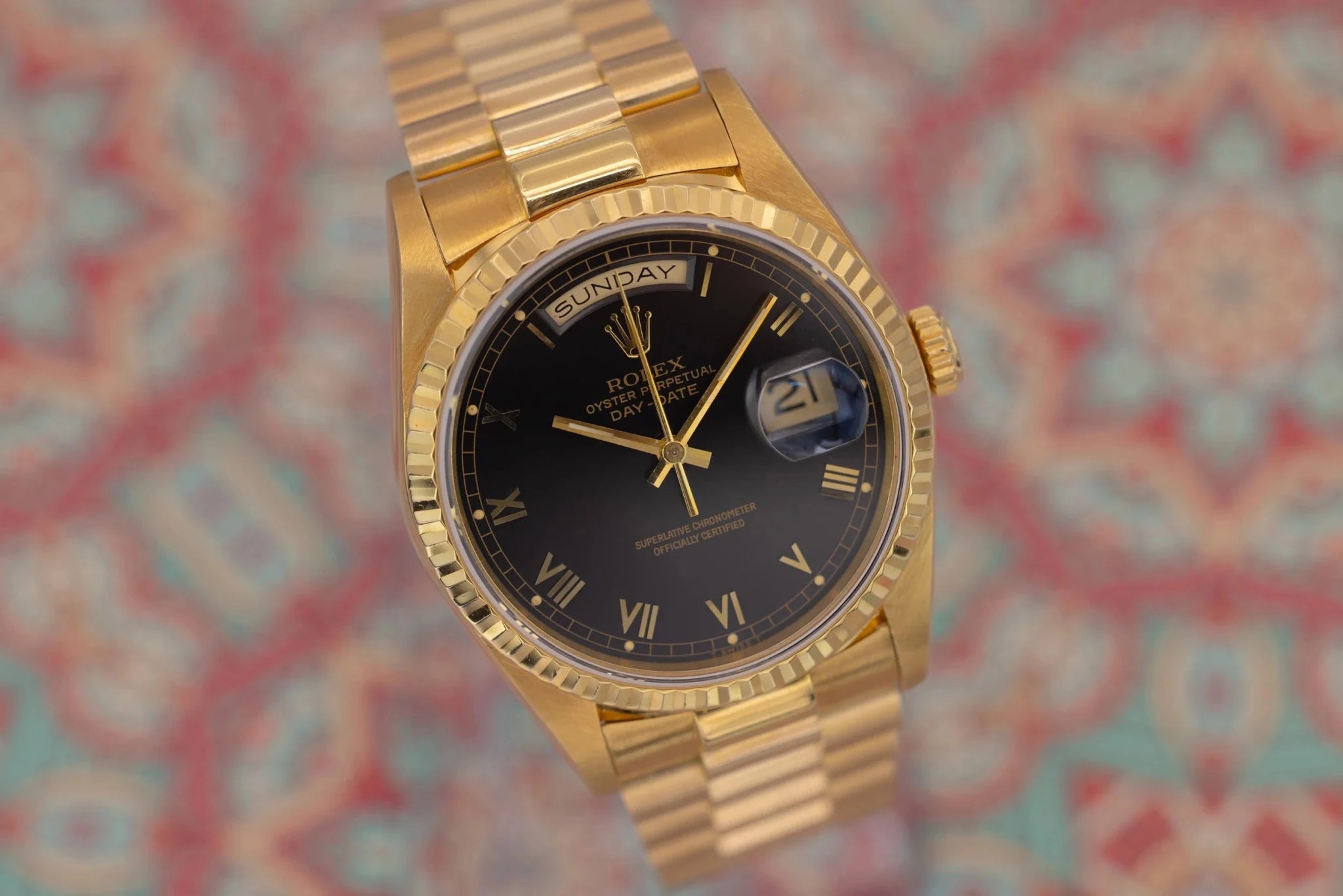 1995 Rolex Day-Date Ref. 18238 | 18K YG | Black Roman Numeral Dial - Sierra Time Co