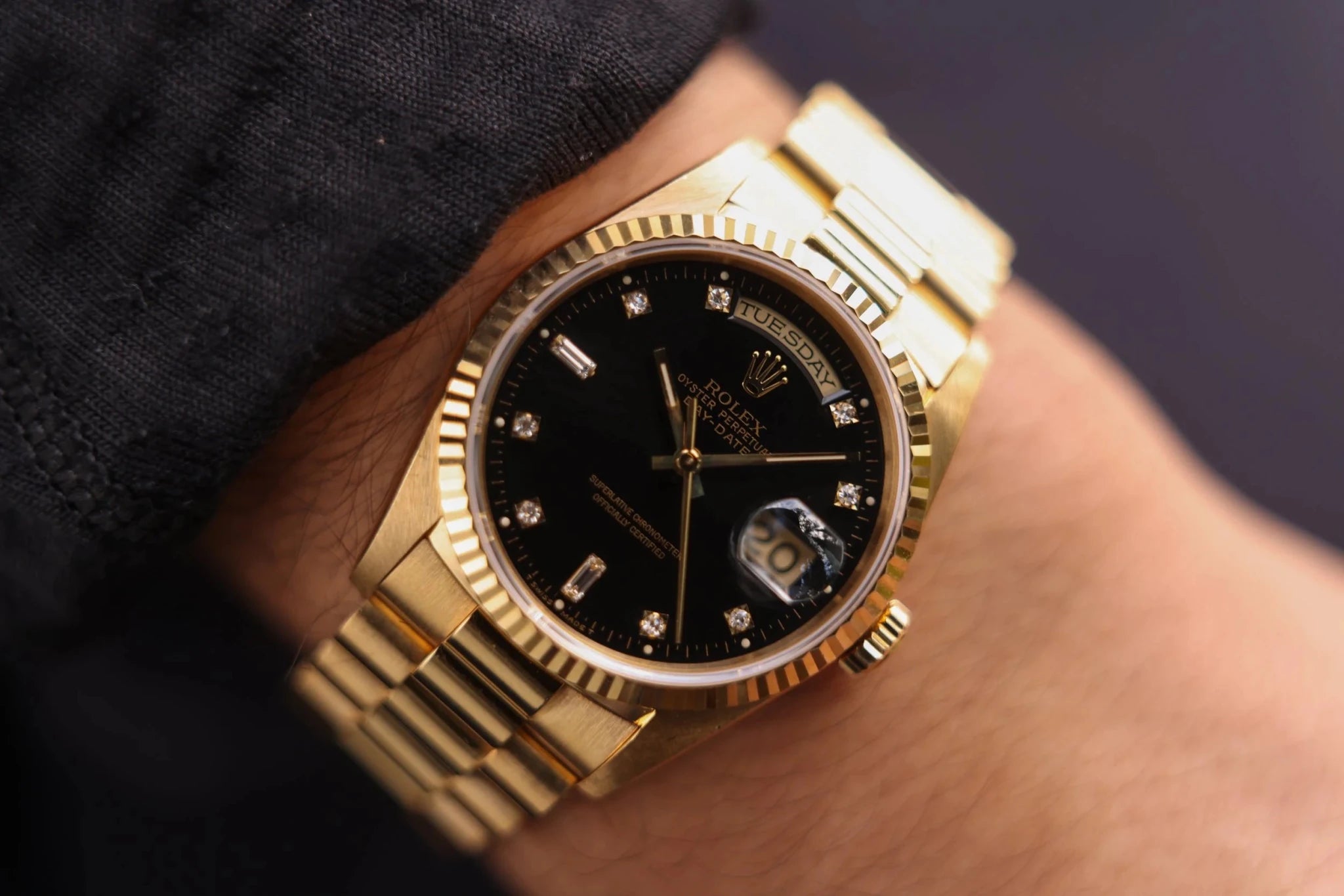 1995 Rolex Day-Date Ref. 18238 | Black Diamond Dial | Box and Papers - Sierra Time Co