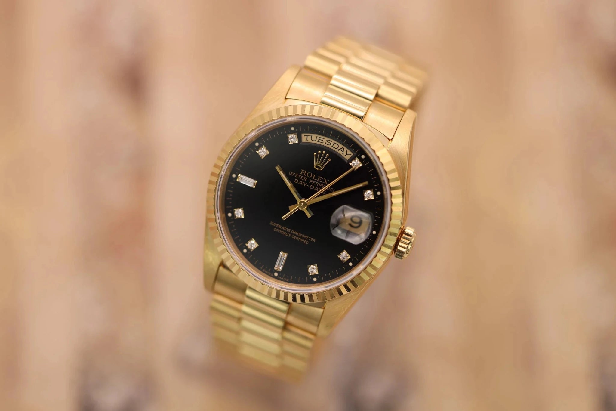 1995 Rolex Day-Date Ref. 18238 | Black Diamond Dial | Box and Papers - Sierra Time Co