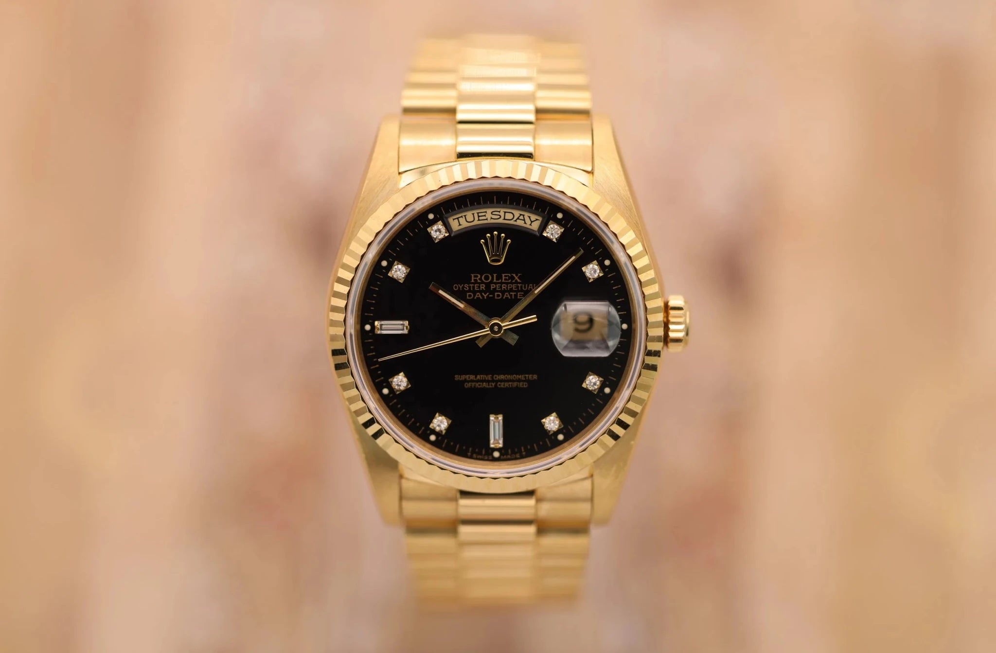 1995 Rolex Day-Date Ref. 18238 | Black Diamond Dial | Box and Papers - Sierra Time Co