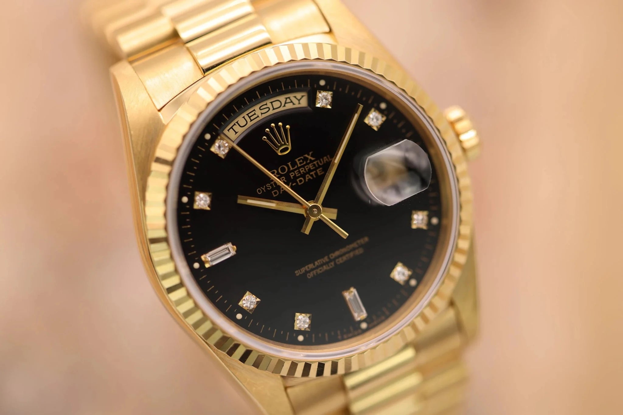 1995 Rolex Day-Date Ref. 18238 | Black Diamond Dial | Box and Papers - Sierra Time Co