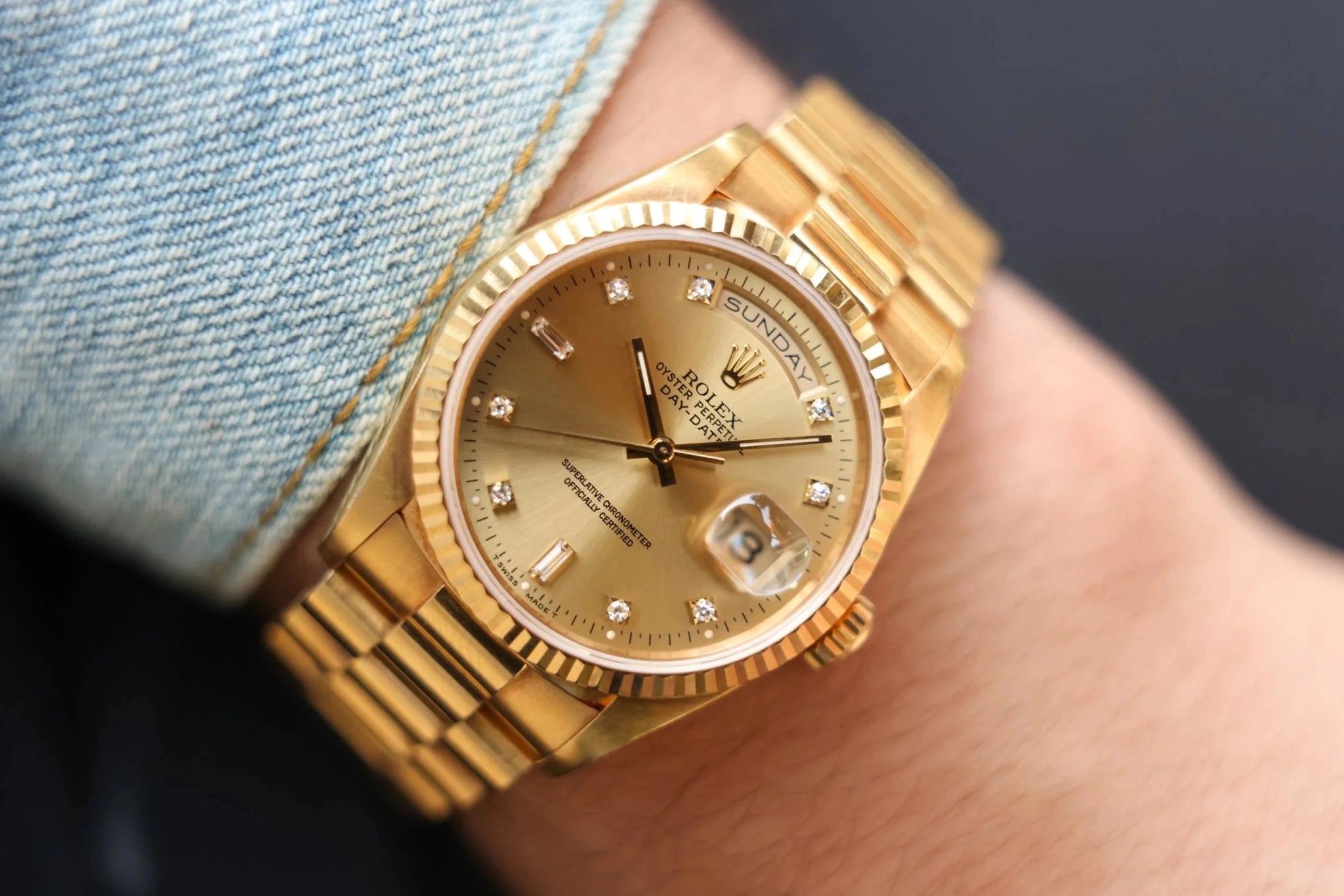 1995 Rolex Day-Date Ref. 18238 | Champagne Diamond Dial - Sierra Time Co