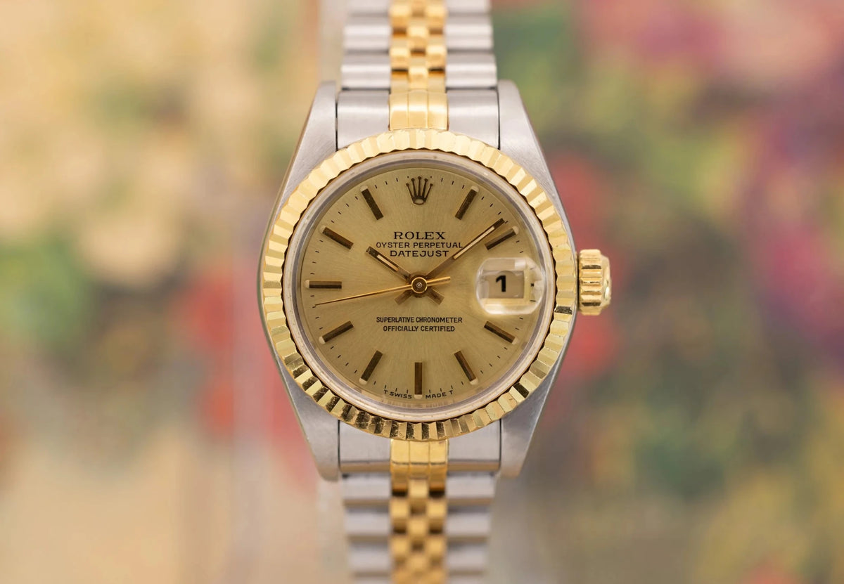 1995 Rolex Ladies Datejust Ref. 69173 | Champagne Dial | Papers - Sierra Time Co